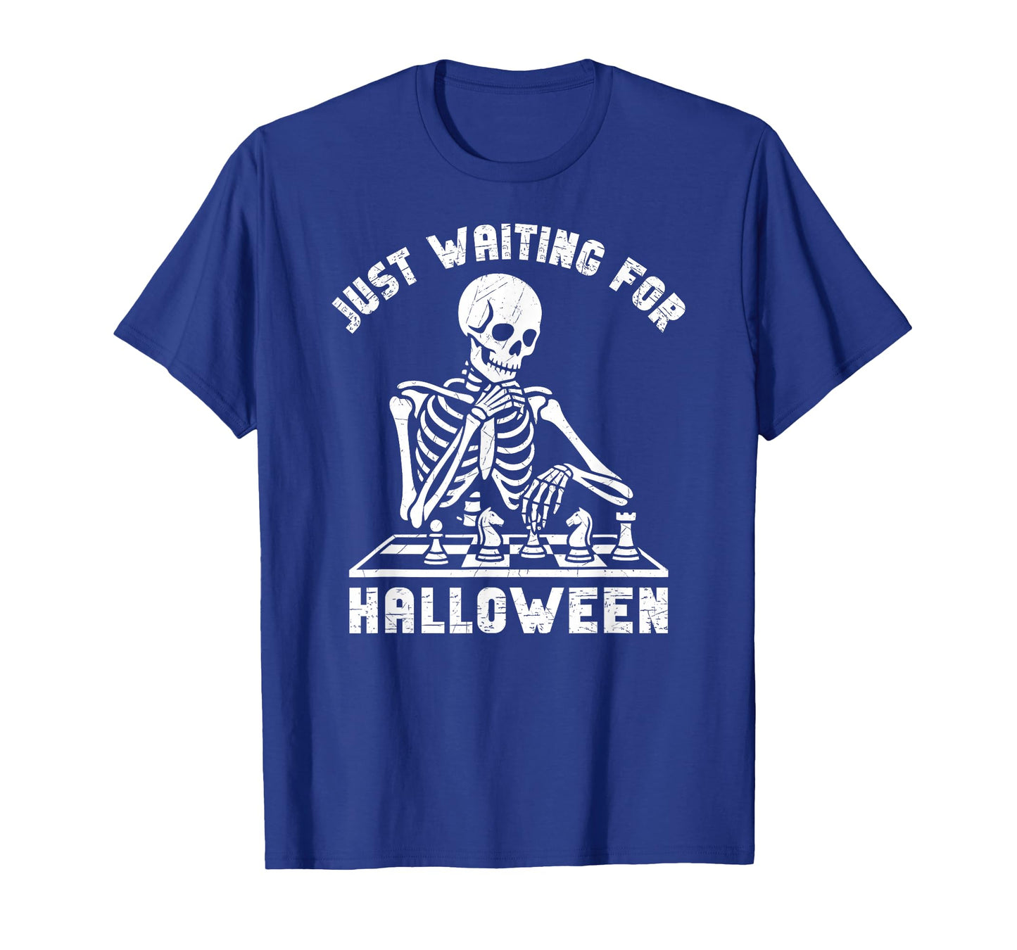 Just Waiting On Halloween Skeleton Chess Player T-Shirt