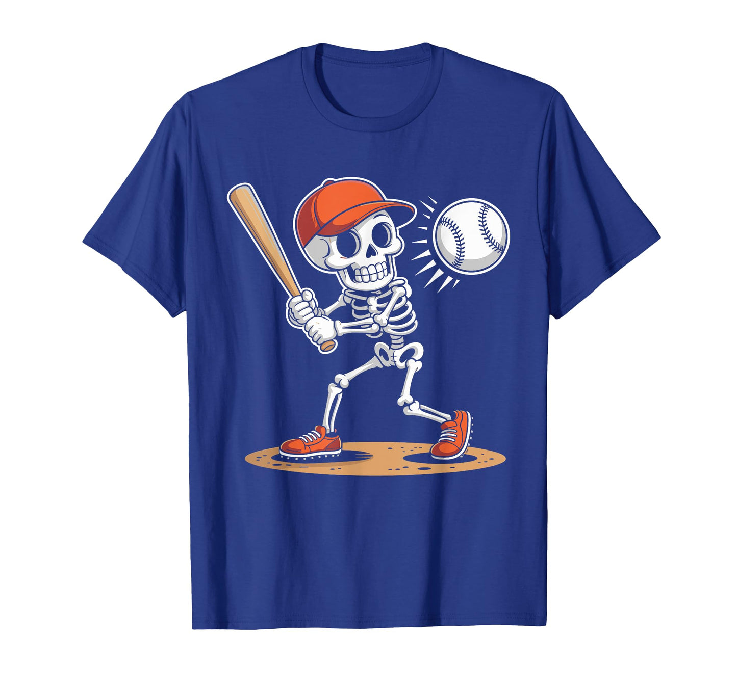 Skeleton Batting Baseball Halloween Boys Men Kids T-Shirt