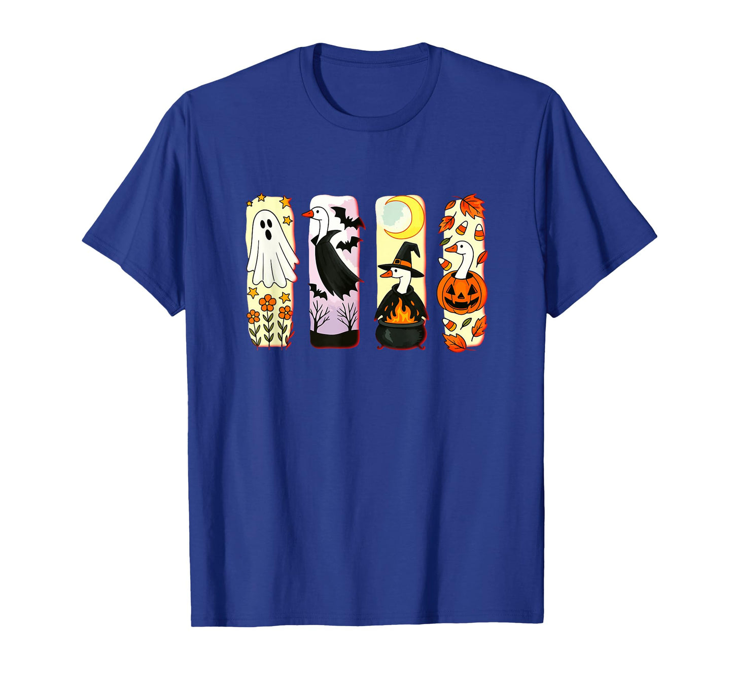 Halloween Collection Gooses Cosplay Witch Boo Carved Pumpkin T-Shirt