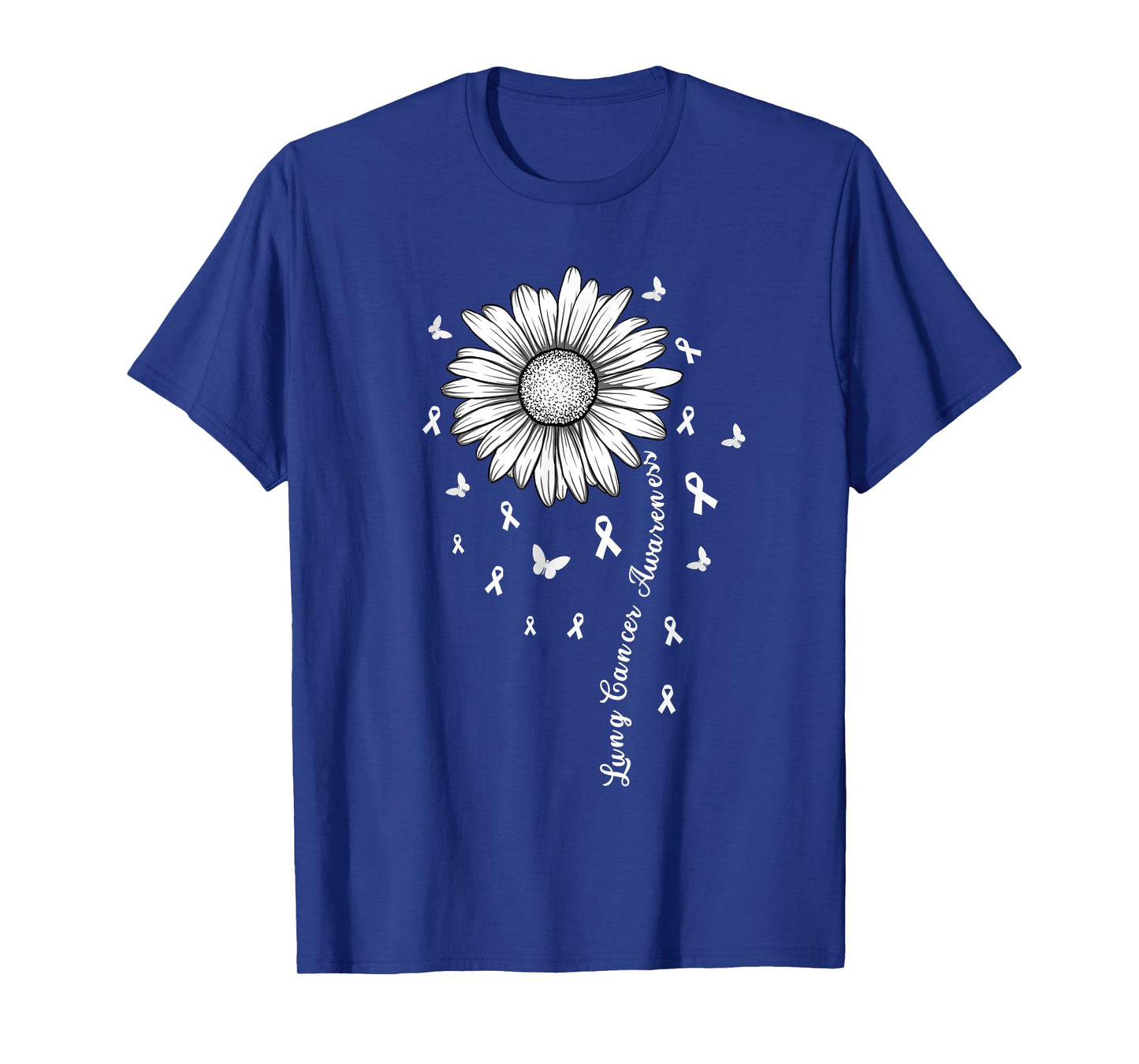 Support Lung Cancer Awareness Month Flower White Ribbon T-Shirt
