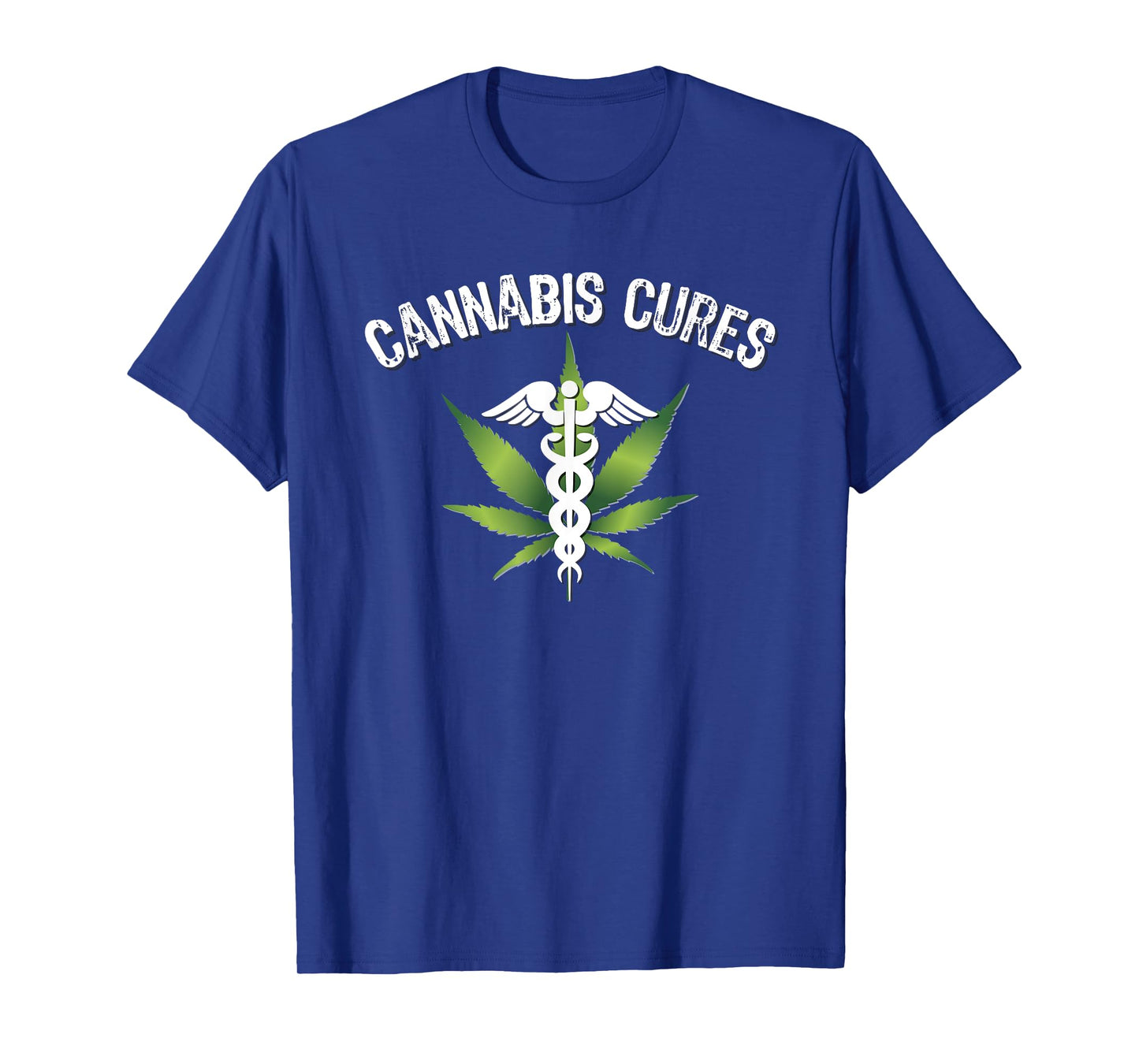 Prime Shirt Shop Stoner Tees Cannabis Cures Medical Marijuana Leaf Graphic Unisex Adult T-Shirt - Black, Small