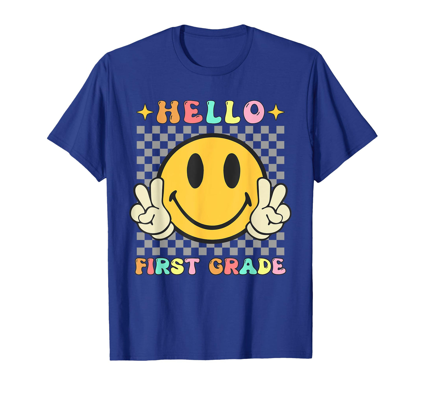 Retro Groovy 1st Grade Back to School Hello First Grade T-Shirt