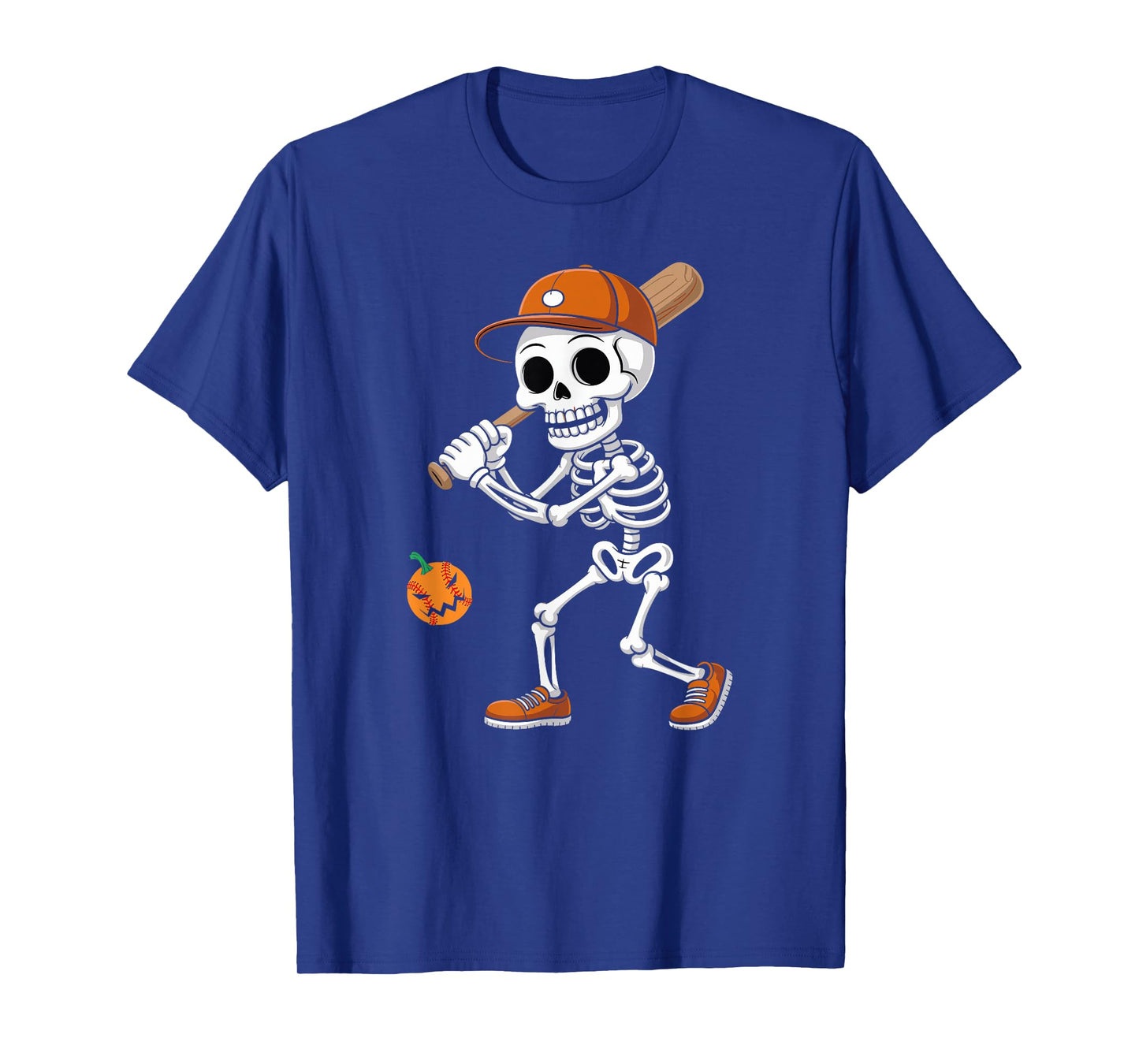 Baseball Pumpkin Funny Skeleton Baseball Halloween Costume T-Shirt