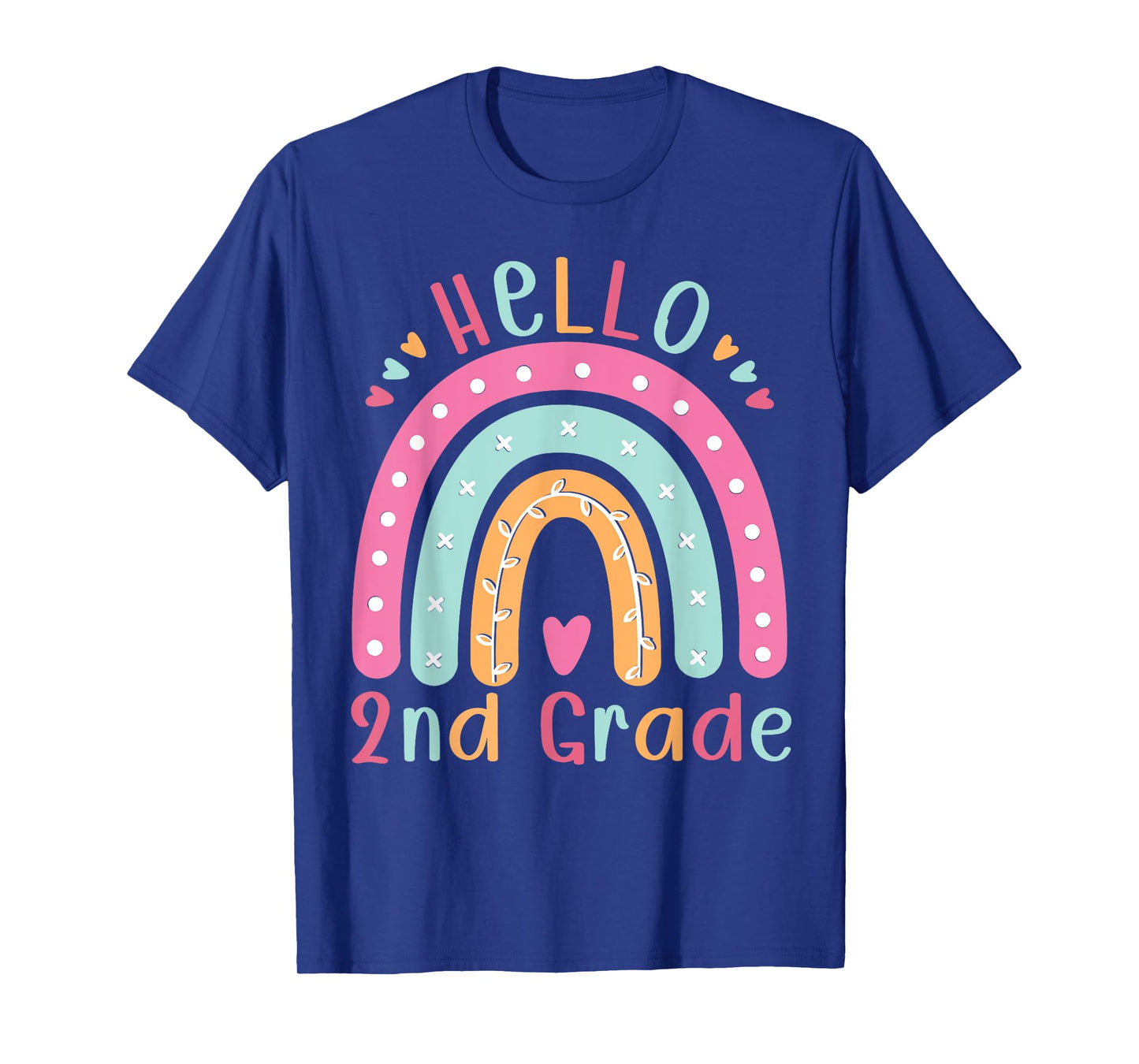 Hello Second Grade Back To School 2nd Grade Teacher Rainbow T-Shirt