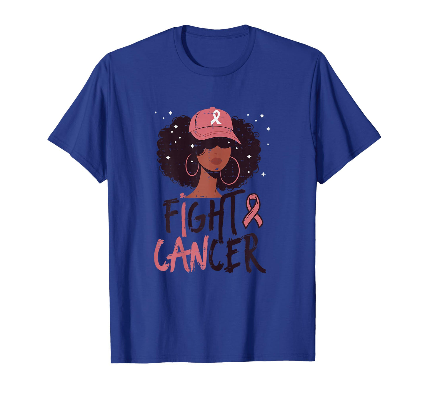 Fight Breast Cancer Afro Black Woman Aware Women Girls Kids T-Shirt