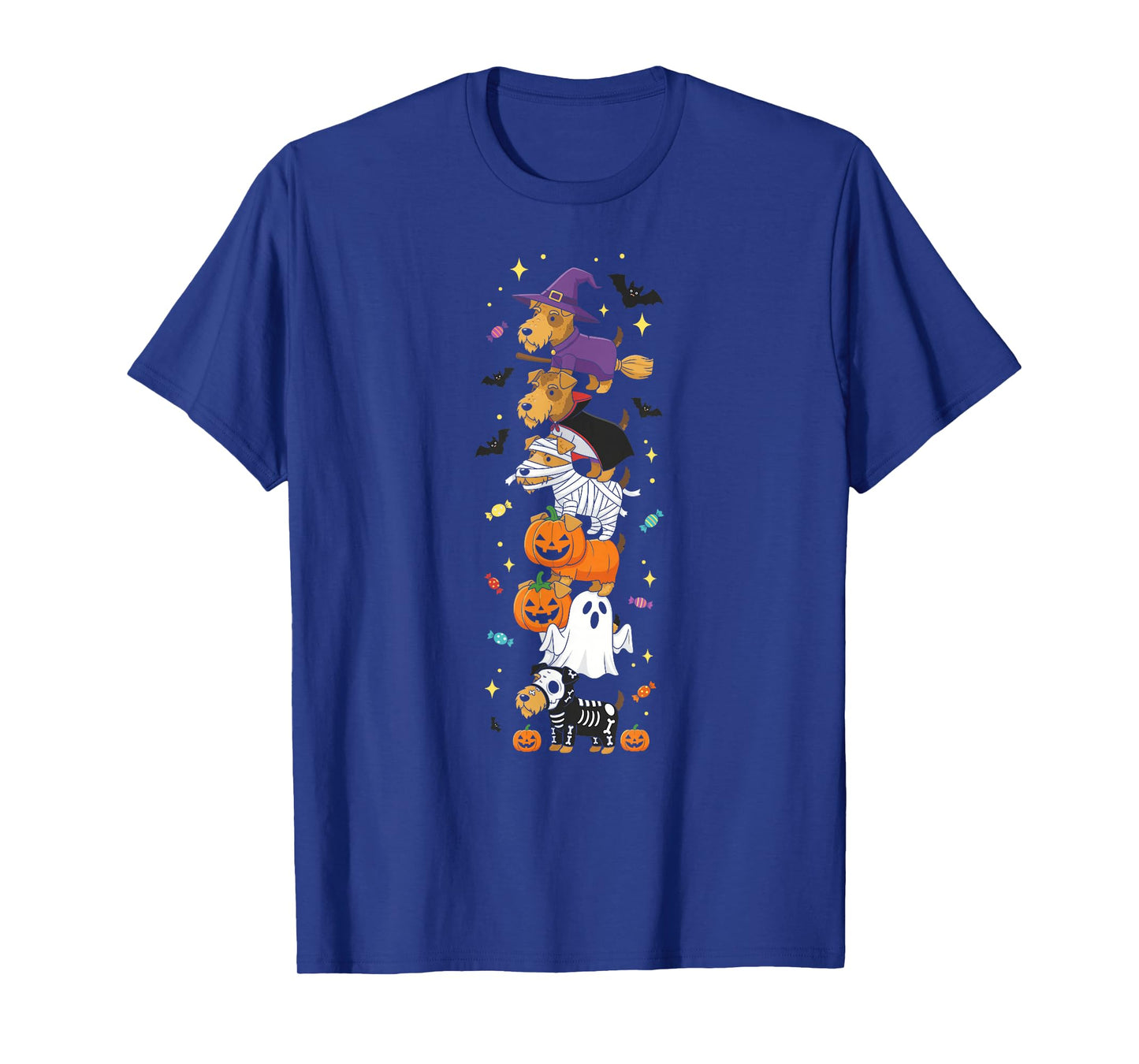 Airedale Terrier Dog Witch Ghost Halloween Kids Mens Womens T-Shirt