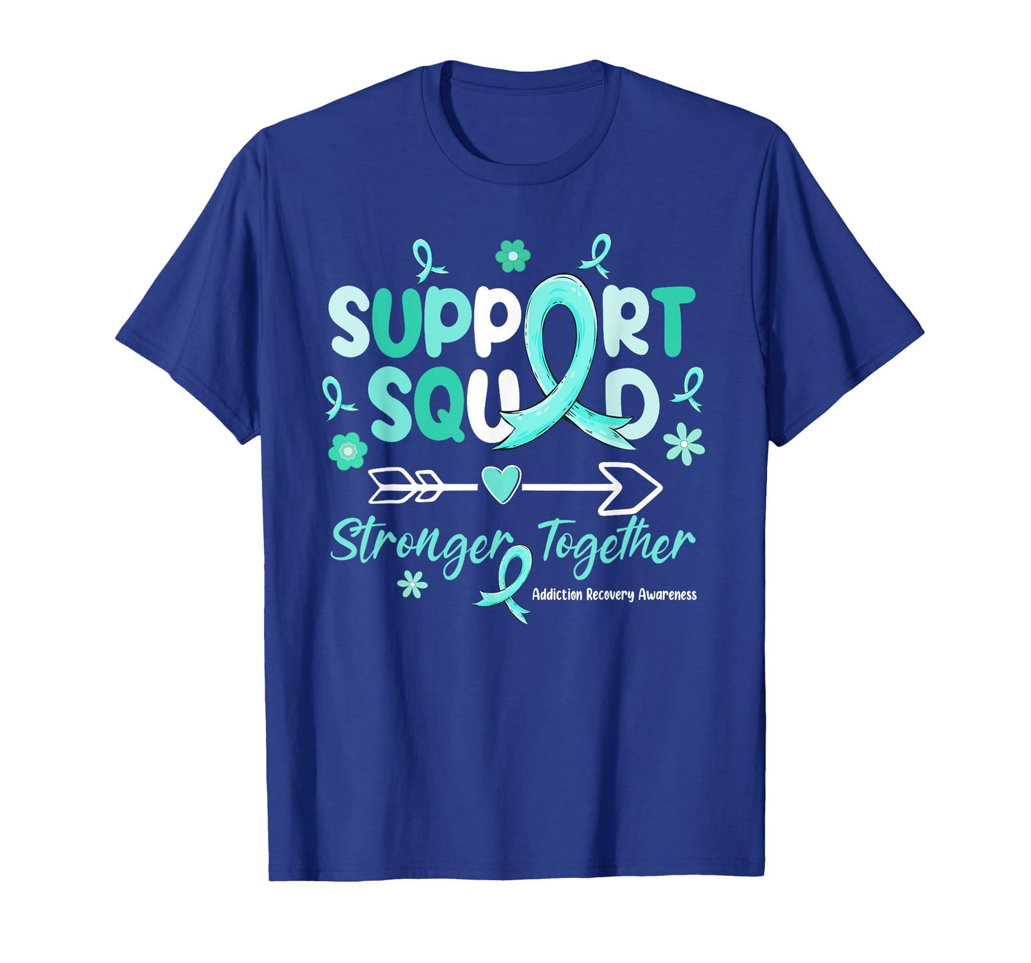 Groovy Support Squad Teal Ribbon Addiction Recovery T-Shirt