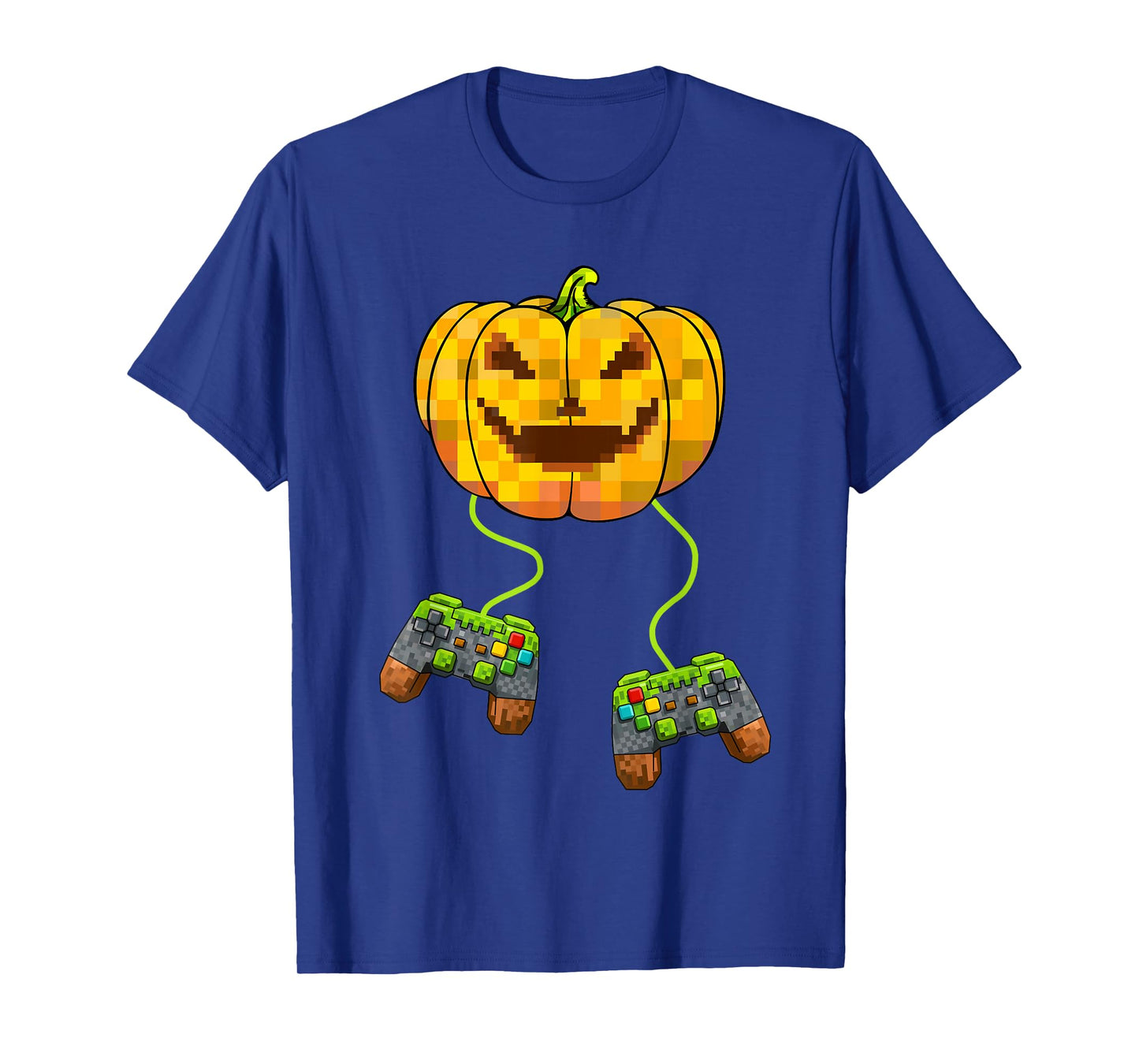 Pumpkin Video Game Pixel Controller Gamer Halloween Boy Kids T-Shirt
