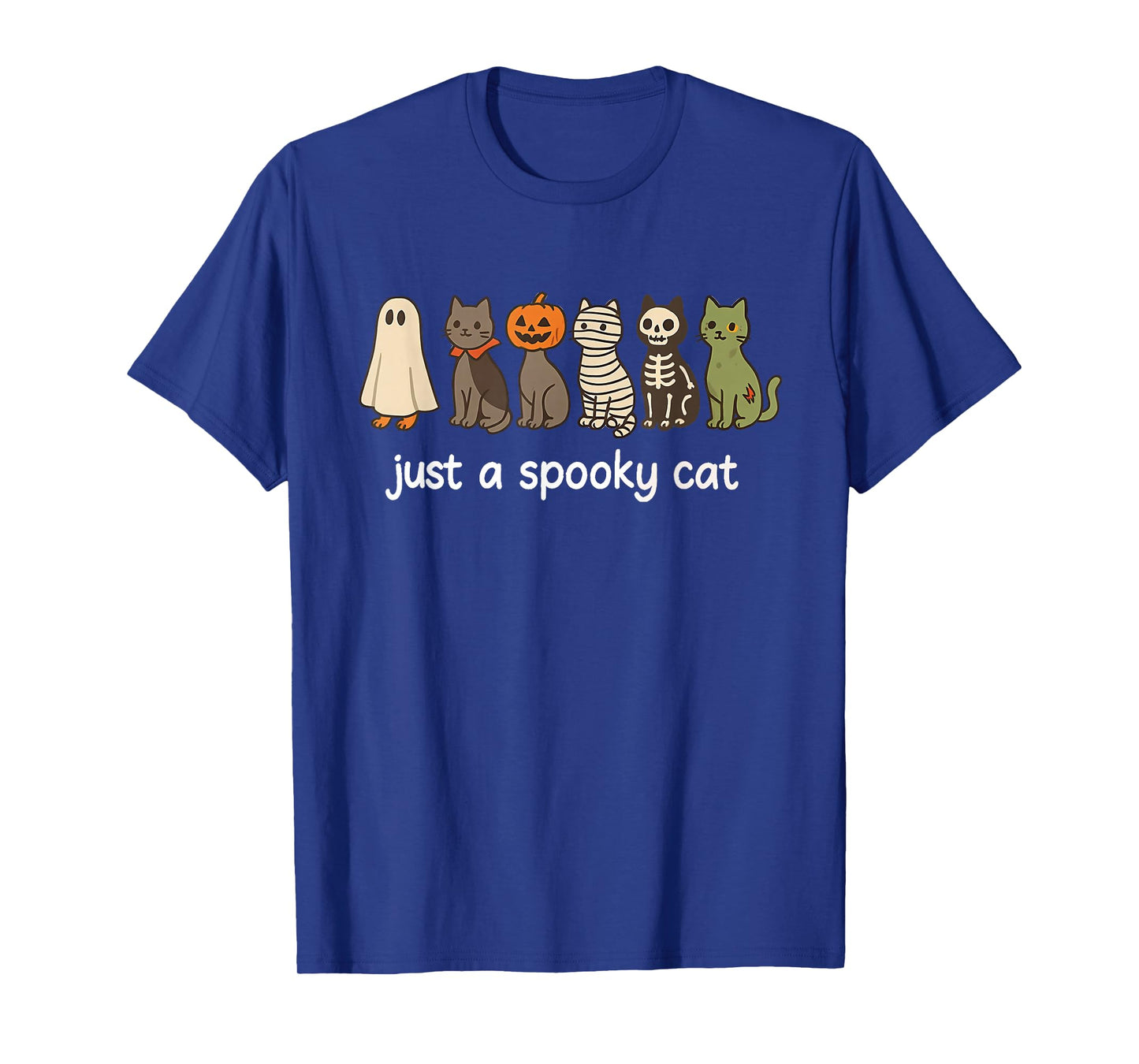 Cute Halloween Cat Ghost Pumpkin Skeleton Just Spooky Cat T-Shirt