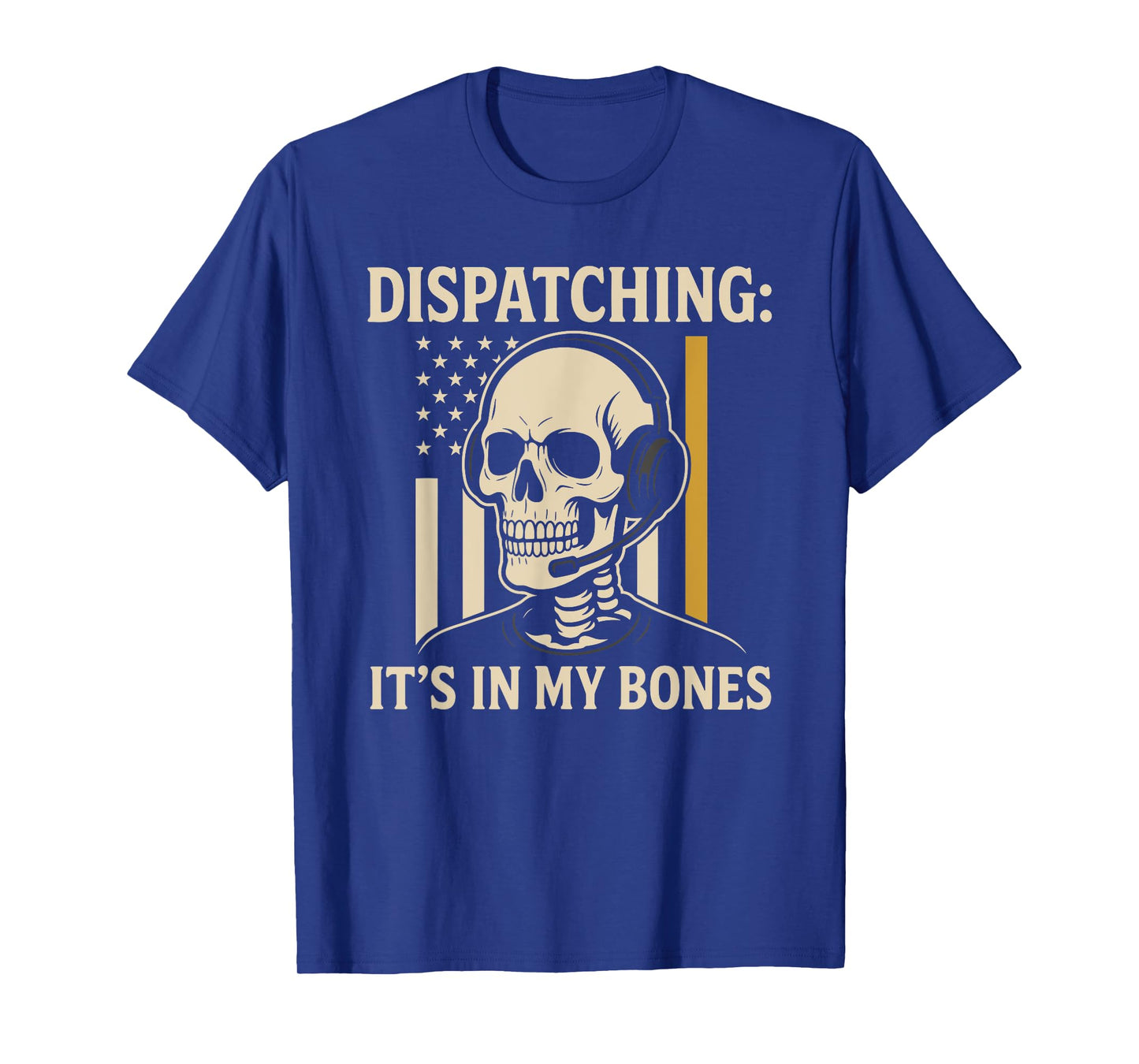 Funny Dispatcher Skeleton Police Dispatch Thin Gold Line T-Shirt