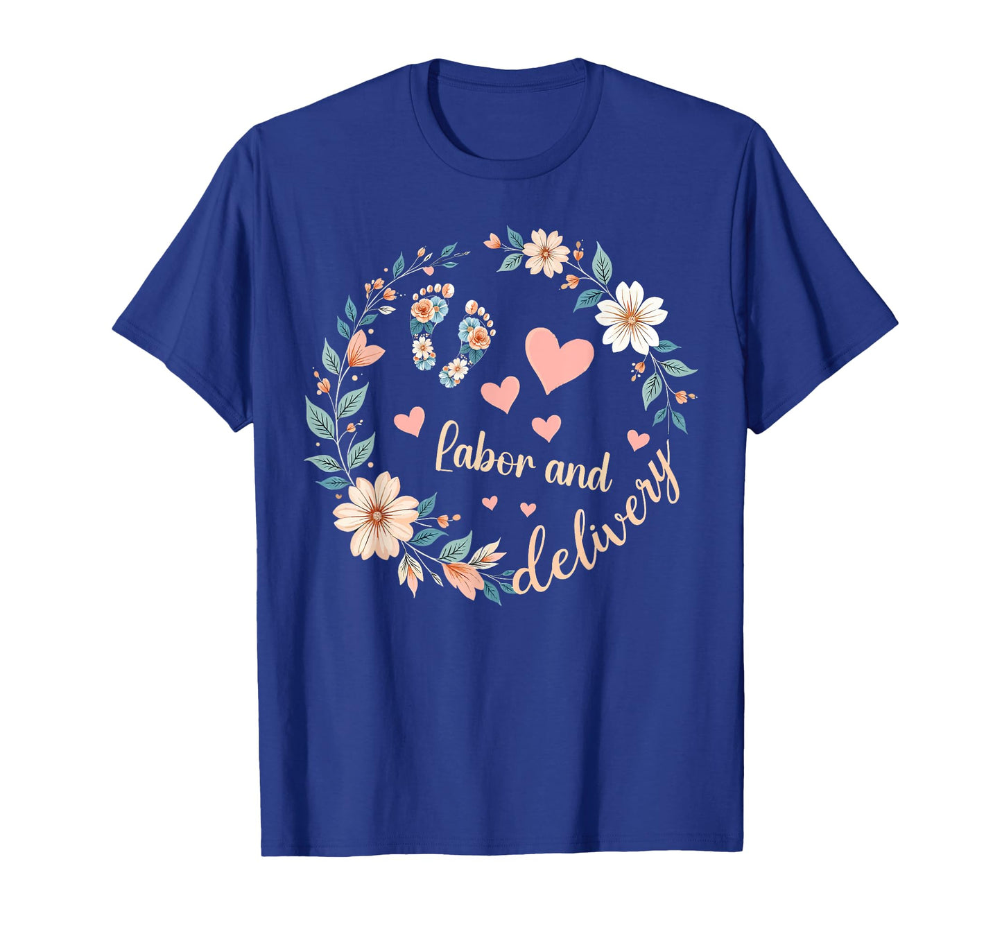 Funny Labor and Delivery Nurse Women's Retro Floral Nursing T-Shirt
