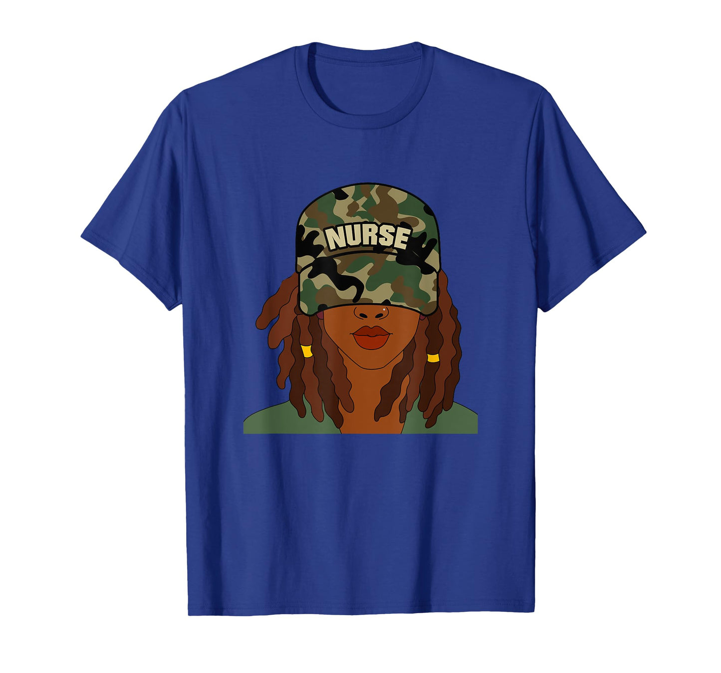 African American Nurse LPN Camo Camouflage Hat Locs T-Shirt