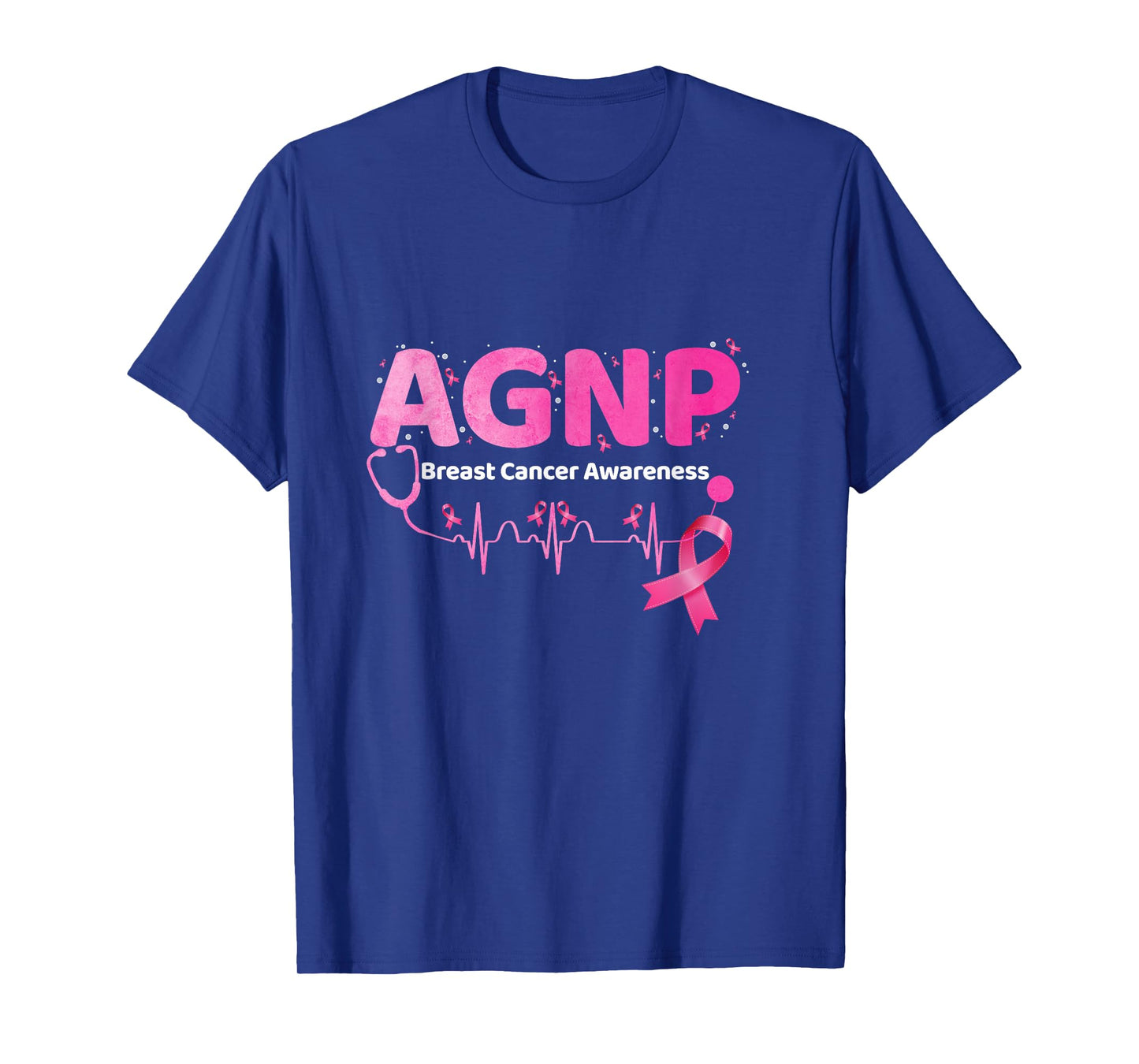 AGNP Breast Cancer Awareness Heartbeat Pink Ribbon Nurse T-Shirt