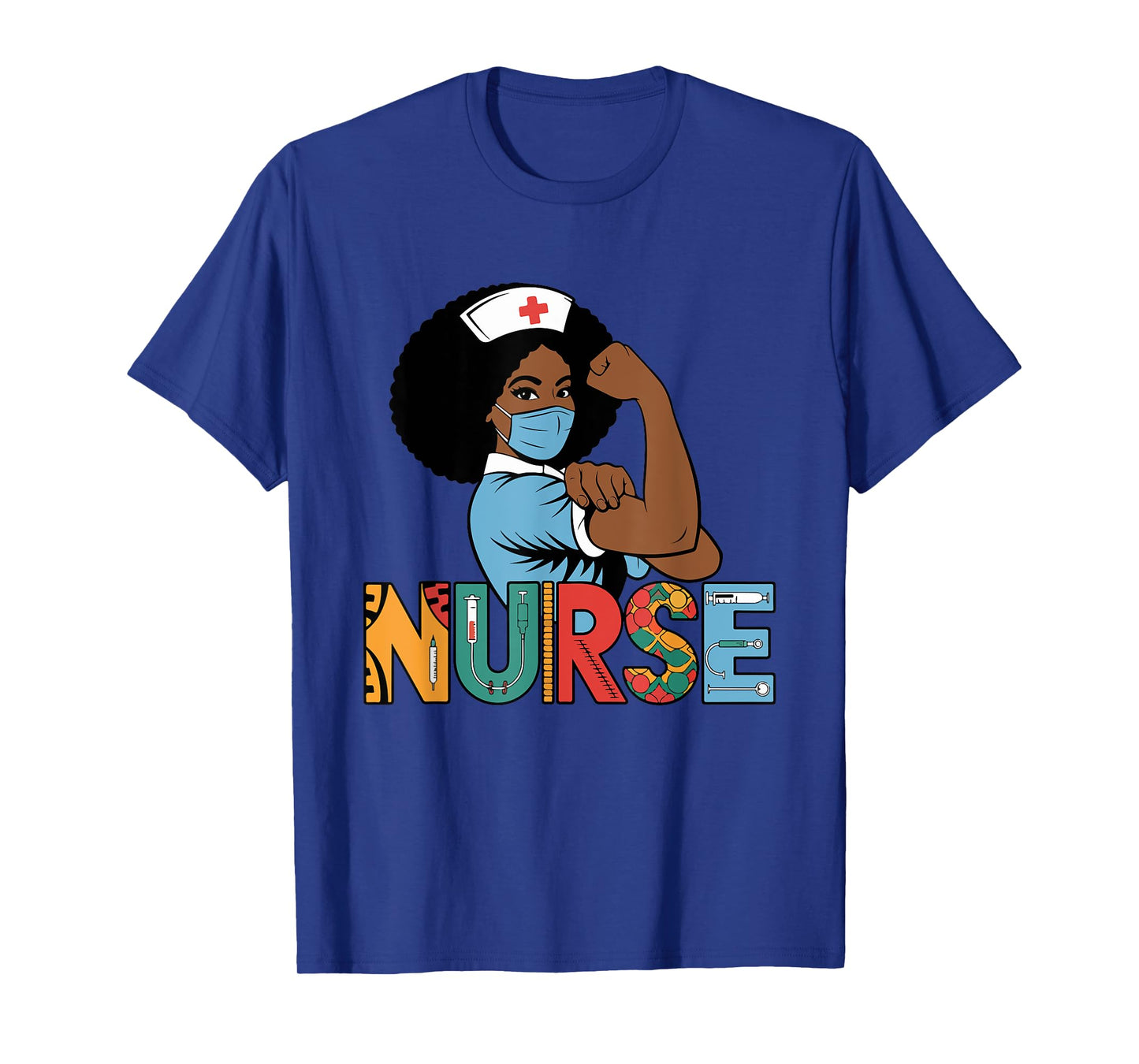 Black Strong Nurse Afro Girl Melanin African American Wowen T-Shirt