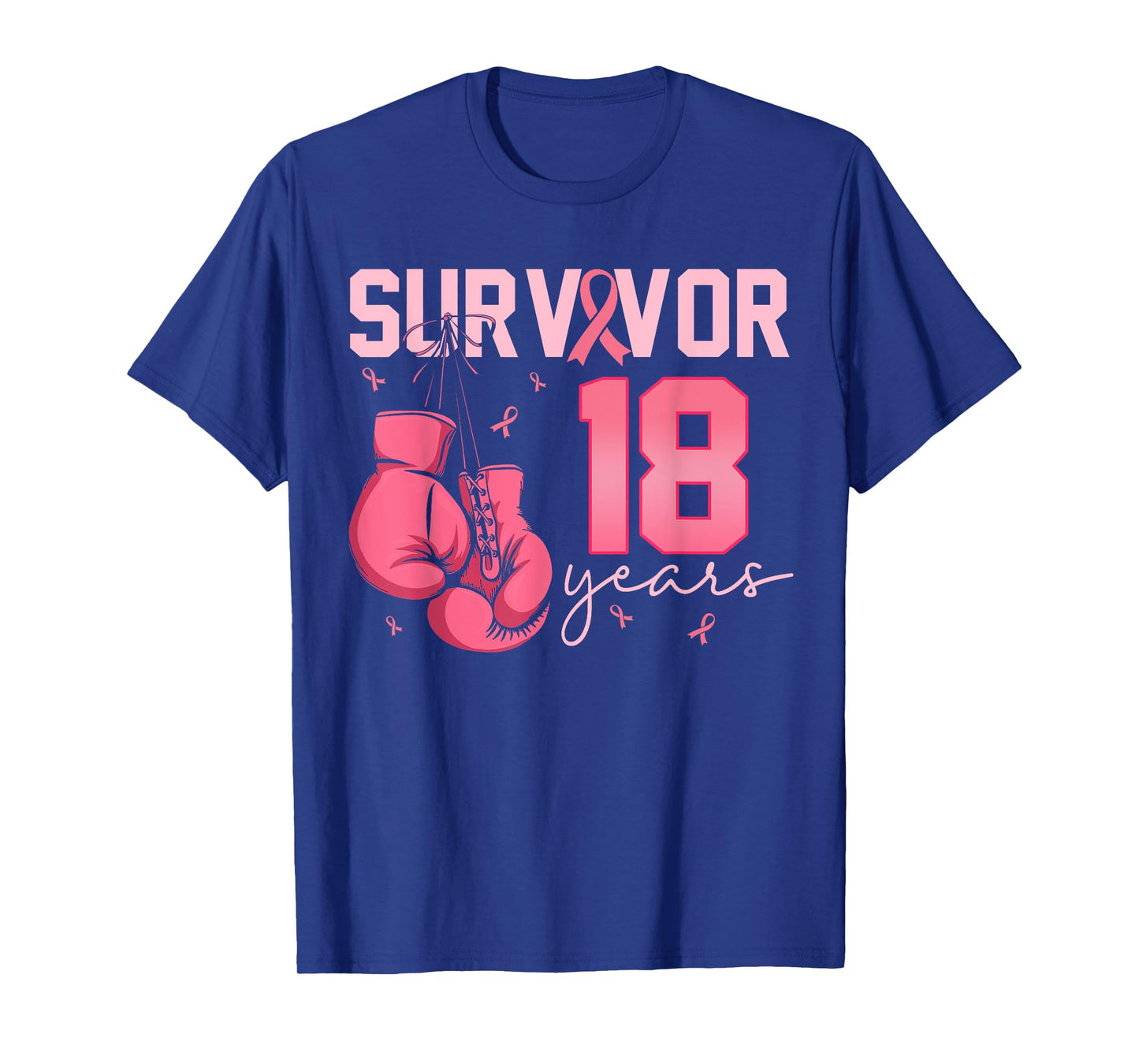 Breast Cancer Survivor 18 Years Pink Ribbon Boxing Gloves T-Shirt