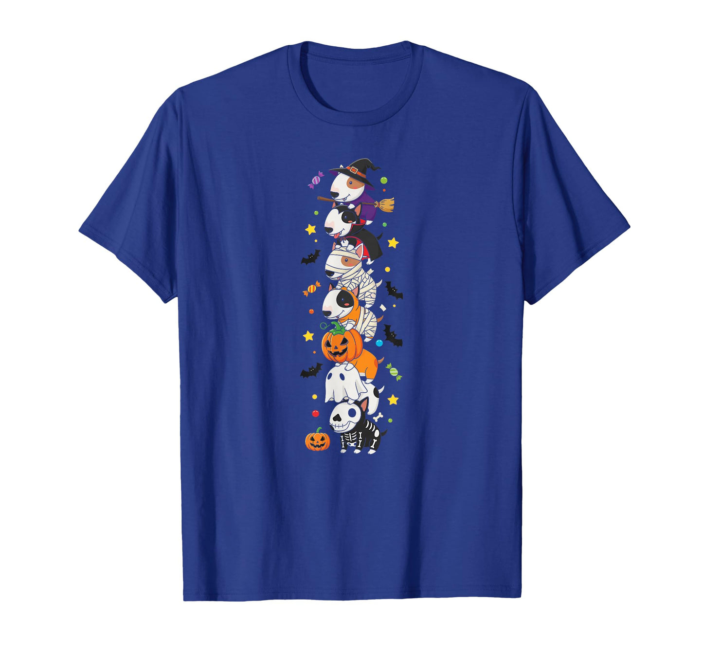 Bull Terrier Witch Vampire Ghost Halloween Kids Mens Womens T-Shirt