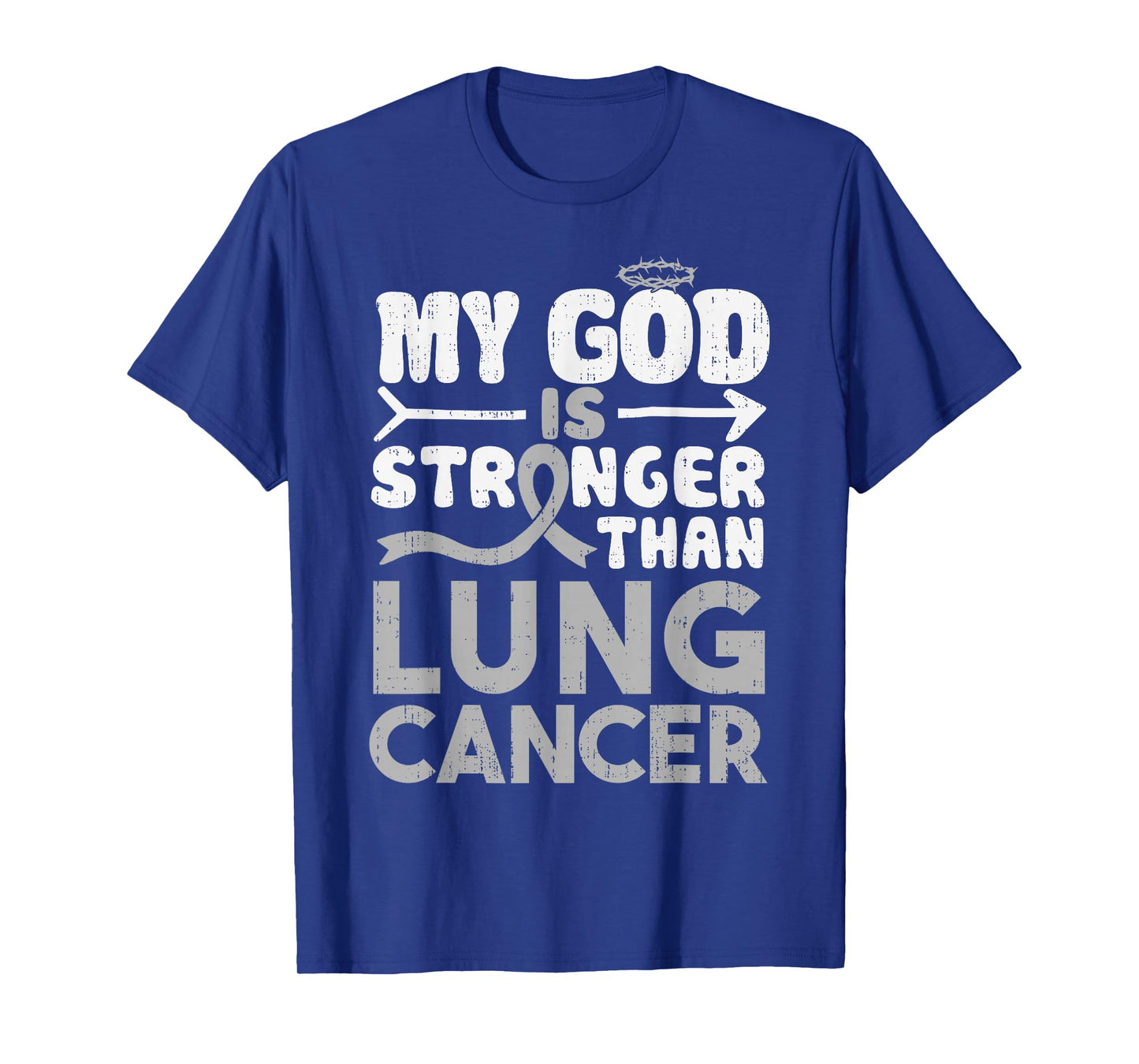 God Stronger Lung Cancer Awareness White Ribbon Support T-Shirt