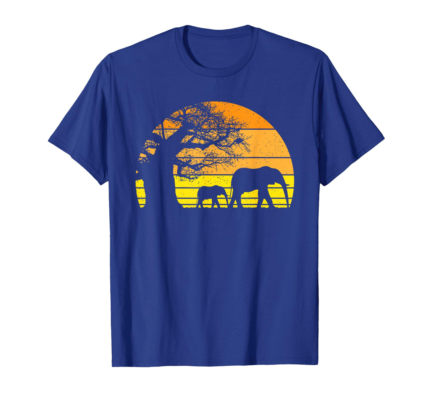 Elephant Safari Vintage Sunset Baobab Africa Flag T-Shirt
