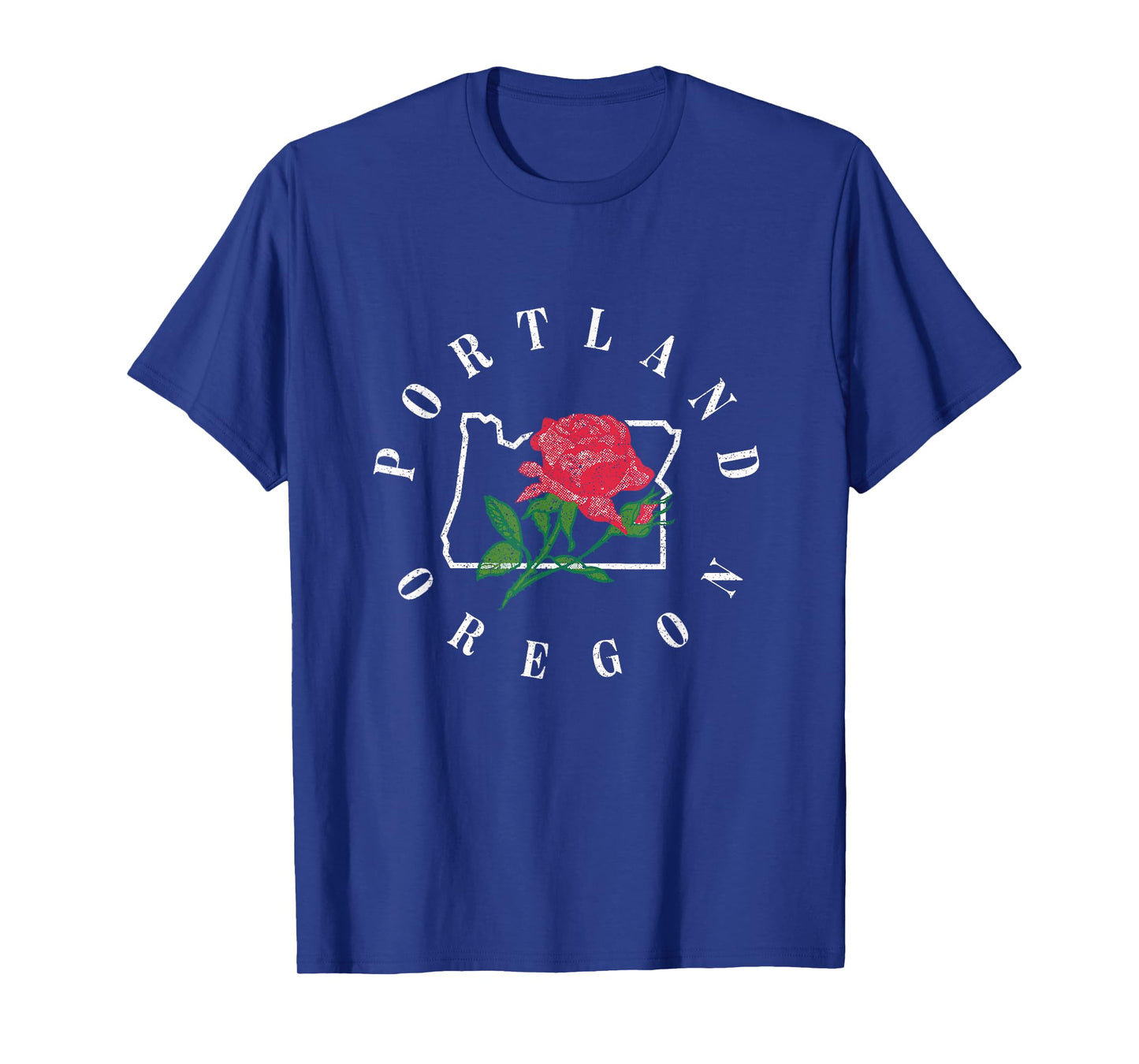 Vintage Retro Oregon Map with A Rose Portland Rose City T-Shirt