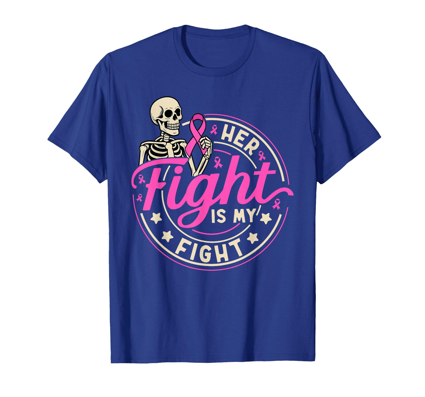 Her Fight is My Fight Breast Cancer Husband Pink Ribbon Men T-Shirt