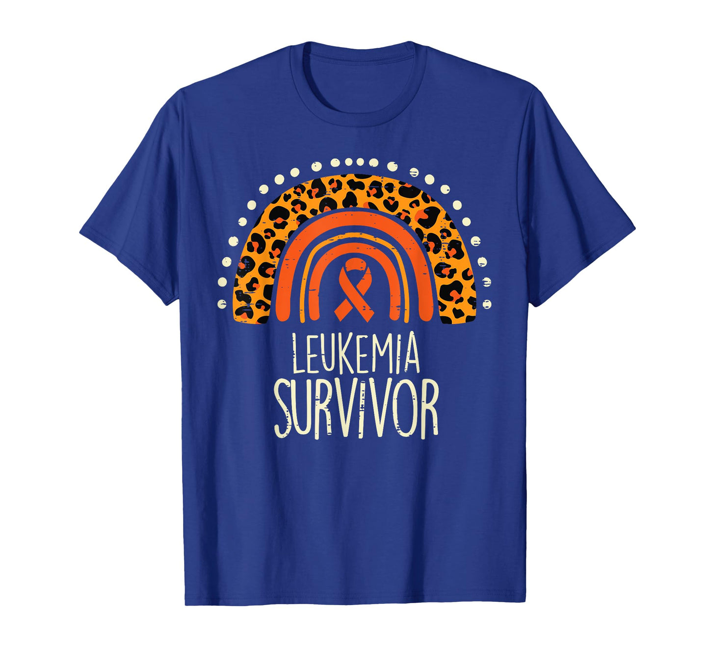 Leopard Rainbow Orange Ribbon Survivor Leukemia Awareness T-Shirt