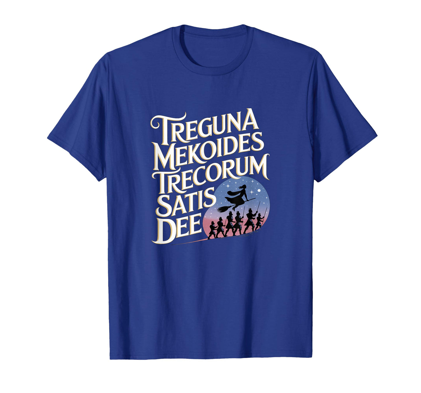 Stage Notes Treguna Mekoides Vintage Bedknobs and Broomsticks Theatre T-Shirt - Black, Small, Unisex-Adult, Short Sleeve, T-Shirt, Polyester, Letter Print, Crew Neck, Regular Fit, US Sizing