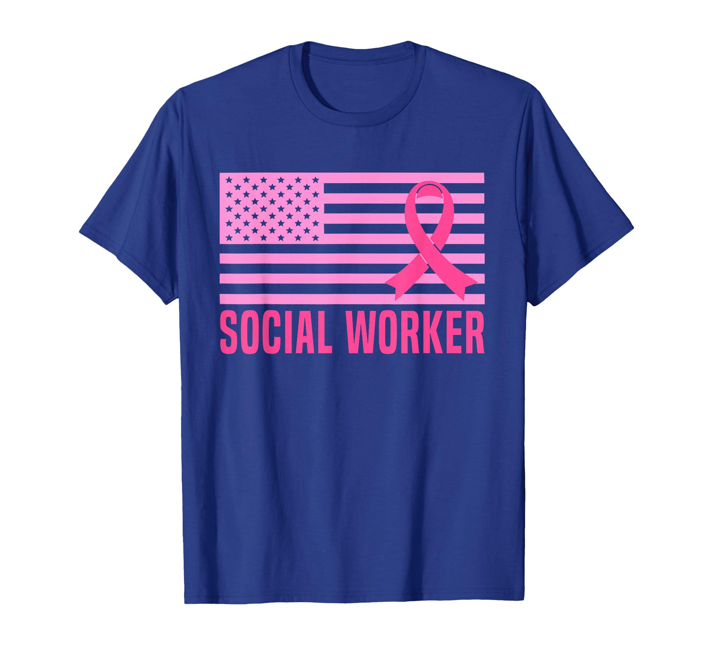 Social Worker Breast Cancer Awareness Month USA Flag Gifts T-Shirt