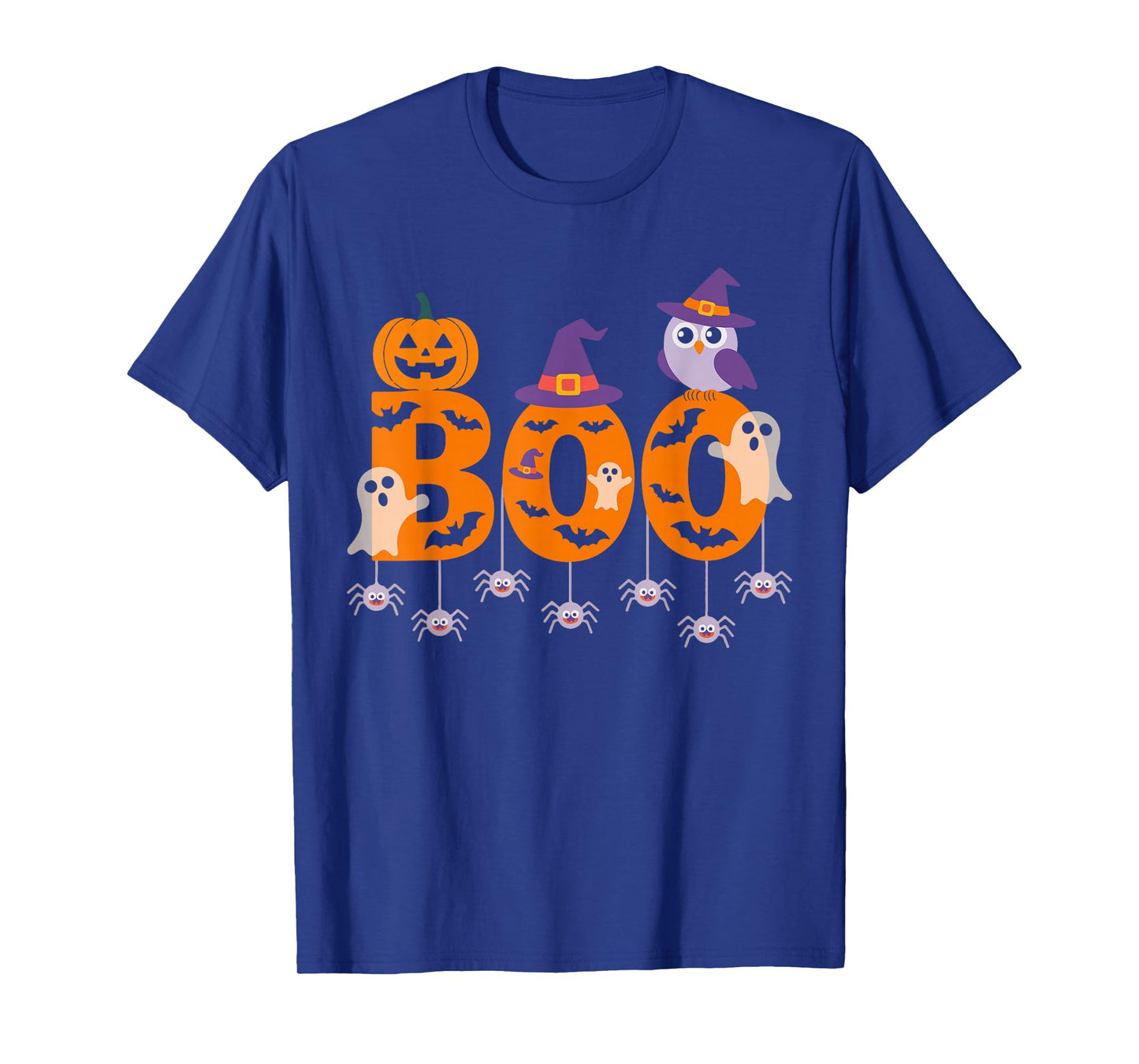 Halloween Boo Owl with Witch Hat Spiders summerween T-Shirt