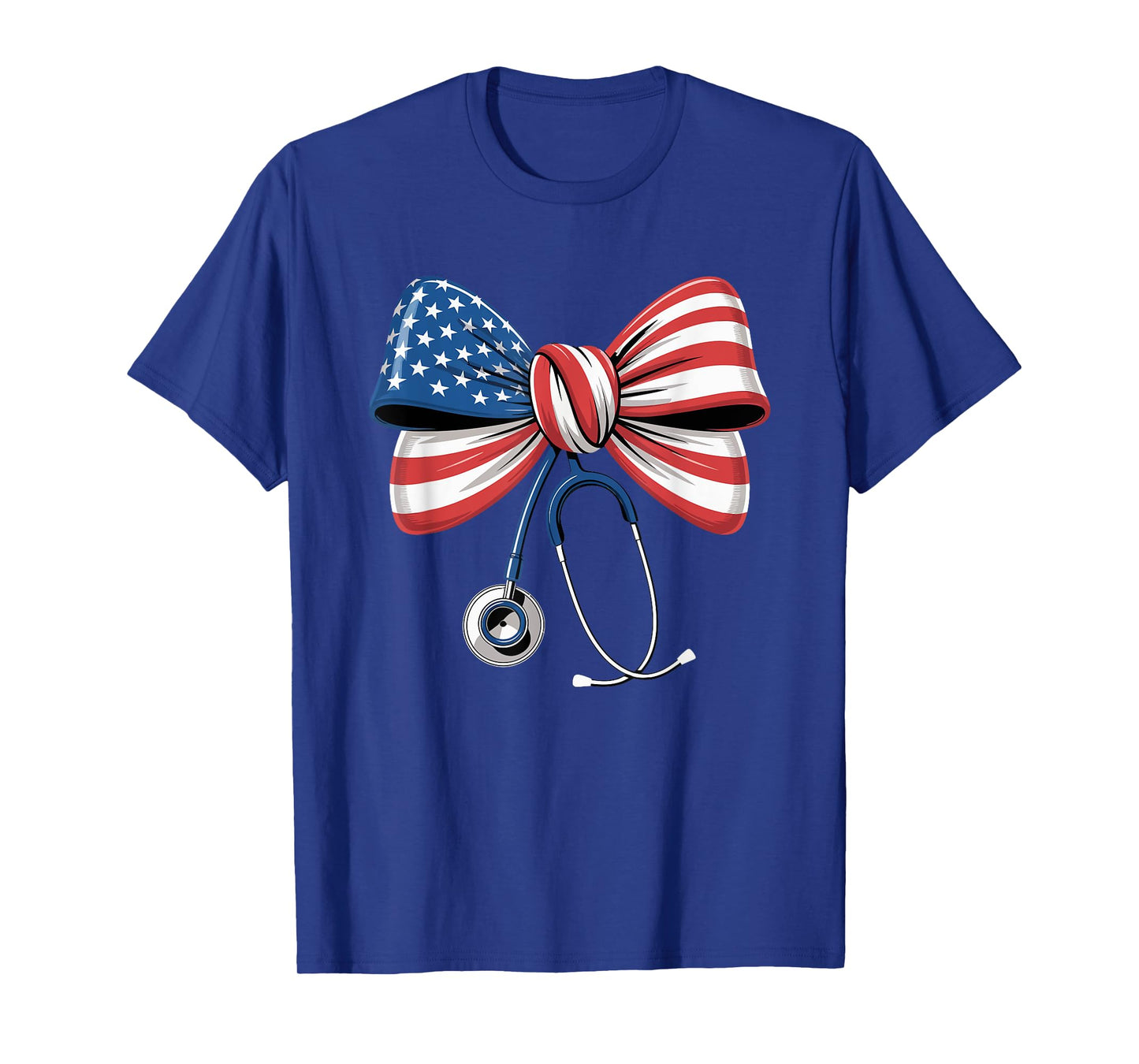 USA Flag Stethoscope Coquette Bow RN Nurse 4th Of July T-Shirt
