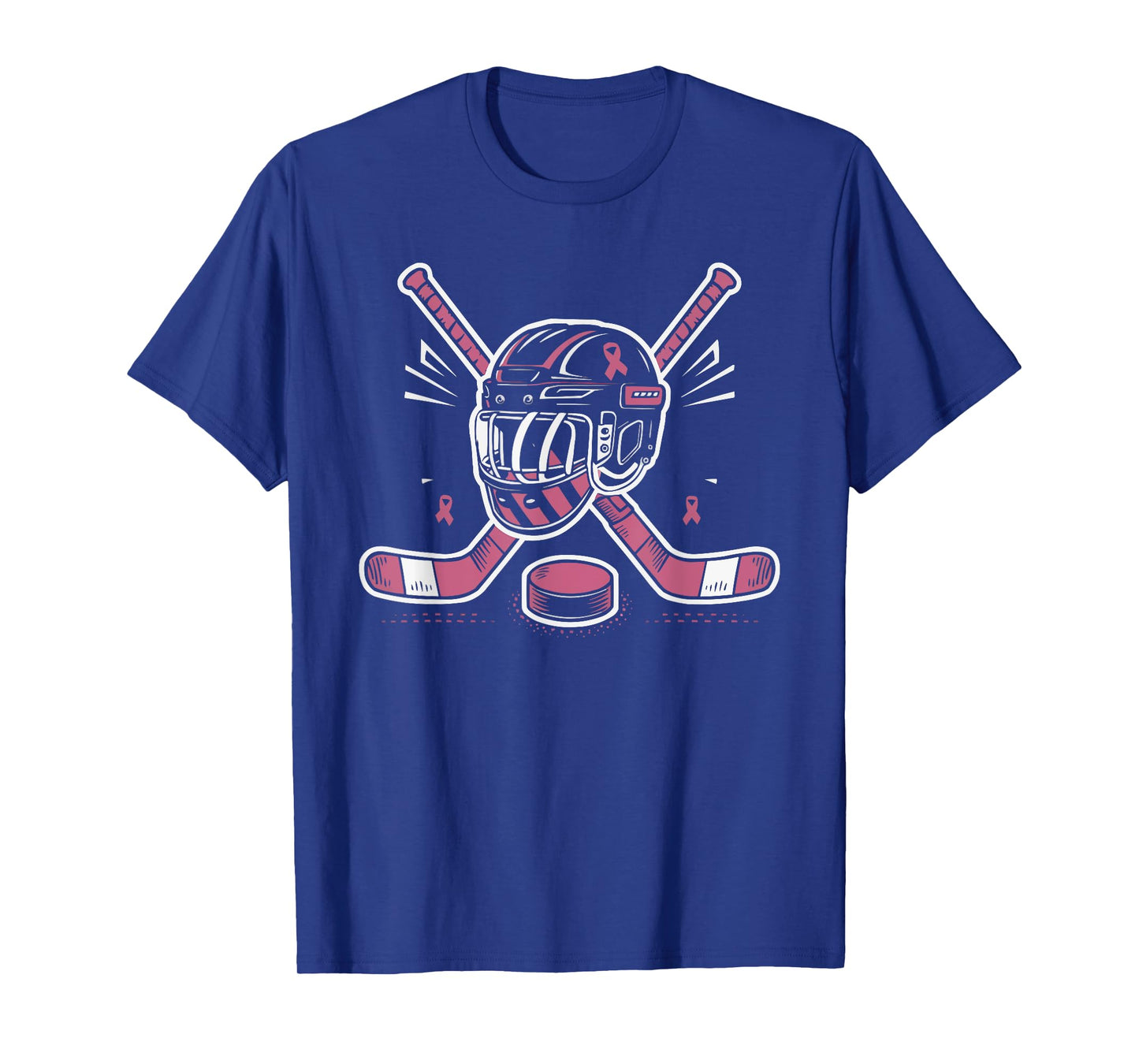 Ice Hockey Breast Cancer Awareness Month Pink Ribbon T-Shirt