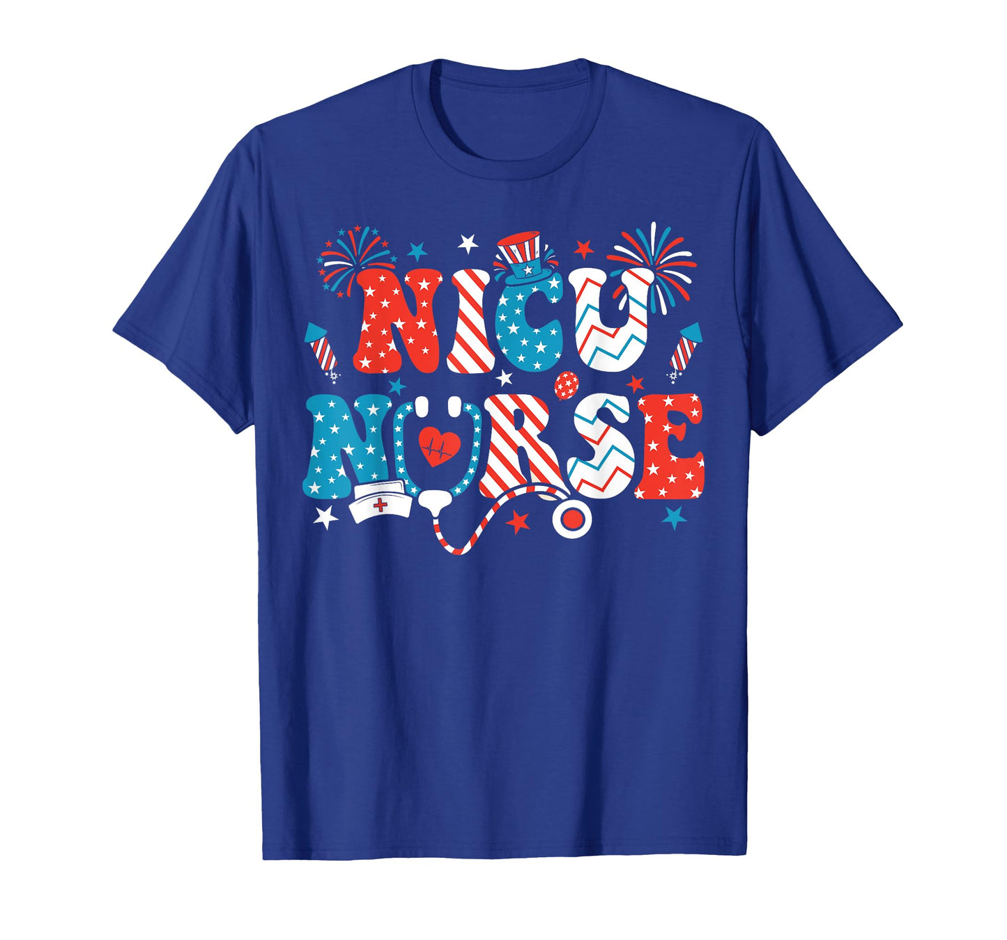 NICU Nurse 4th Of July American Flag Patriotic Nicu Nurse T-Shirt
