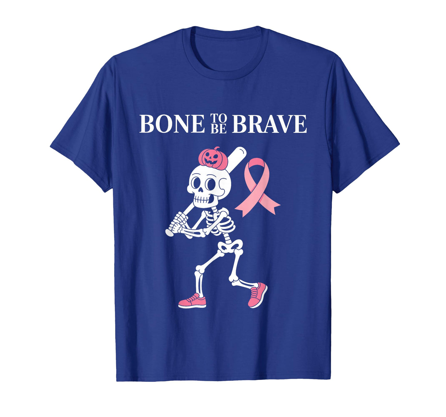 Baseball Skeleton Fighter Halloween Breast Cancer Awareness T-Shirt