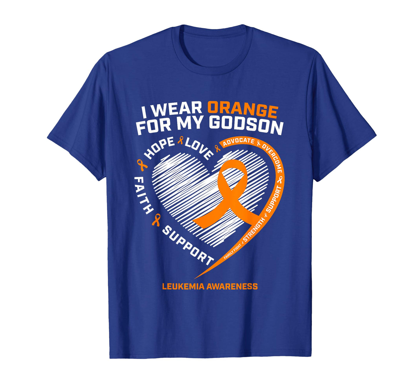 I Wear Orange For My Godson Leukemia Cancer Awareness Heart T-Shirt
