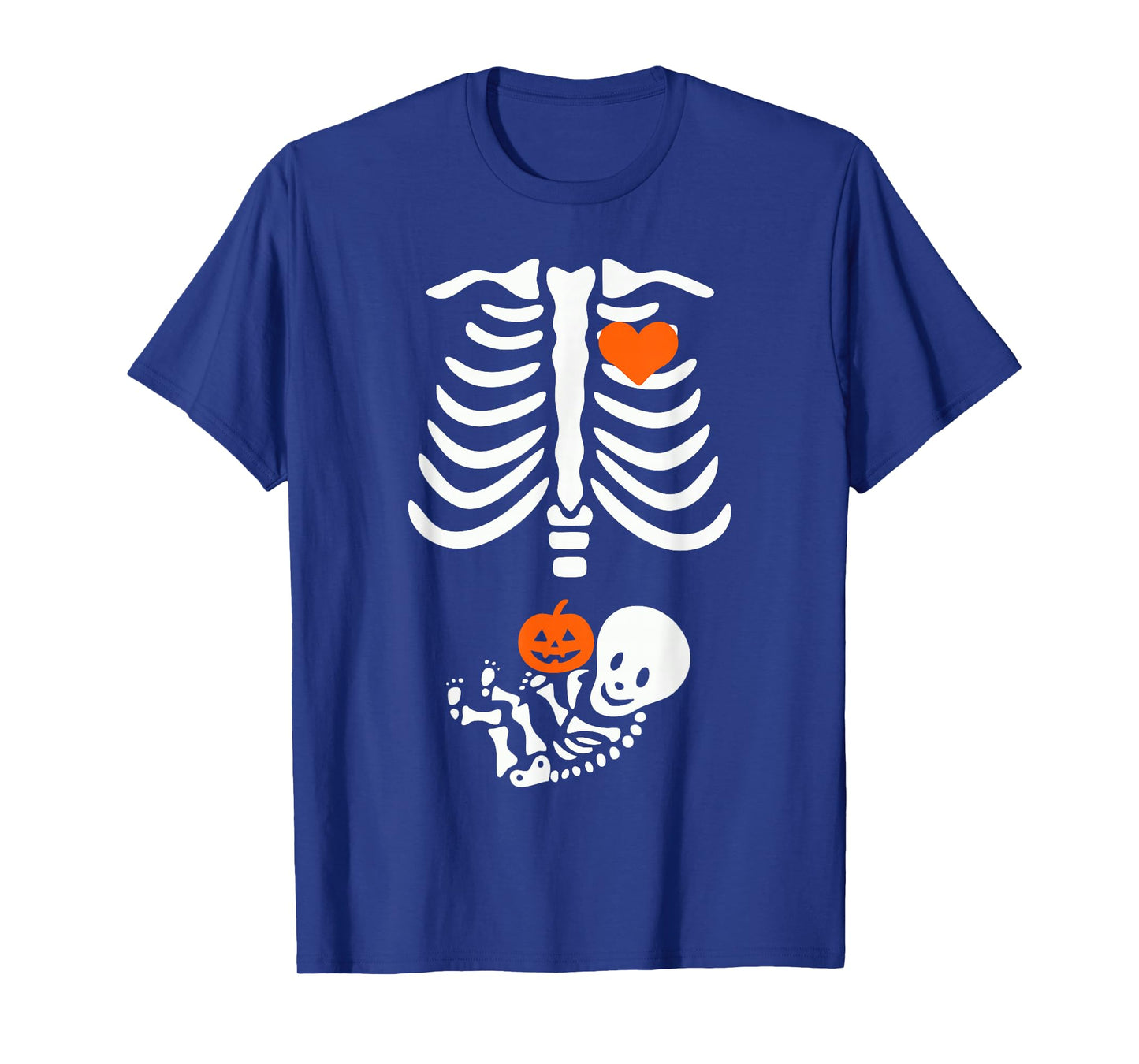 Halloween Skeleton Baby Rib Cage Pregnant Pumpkin New Mom T-Shirt