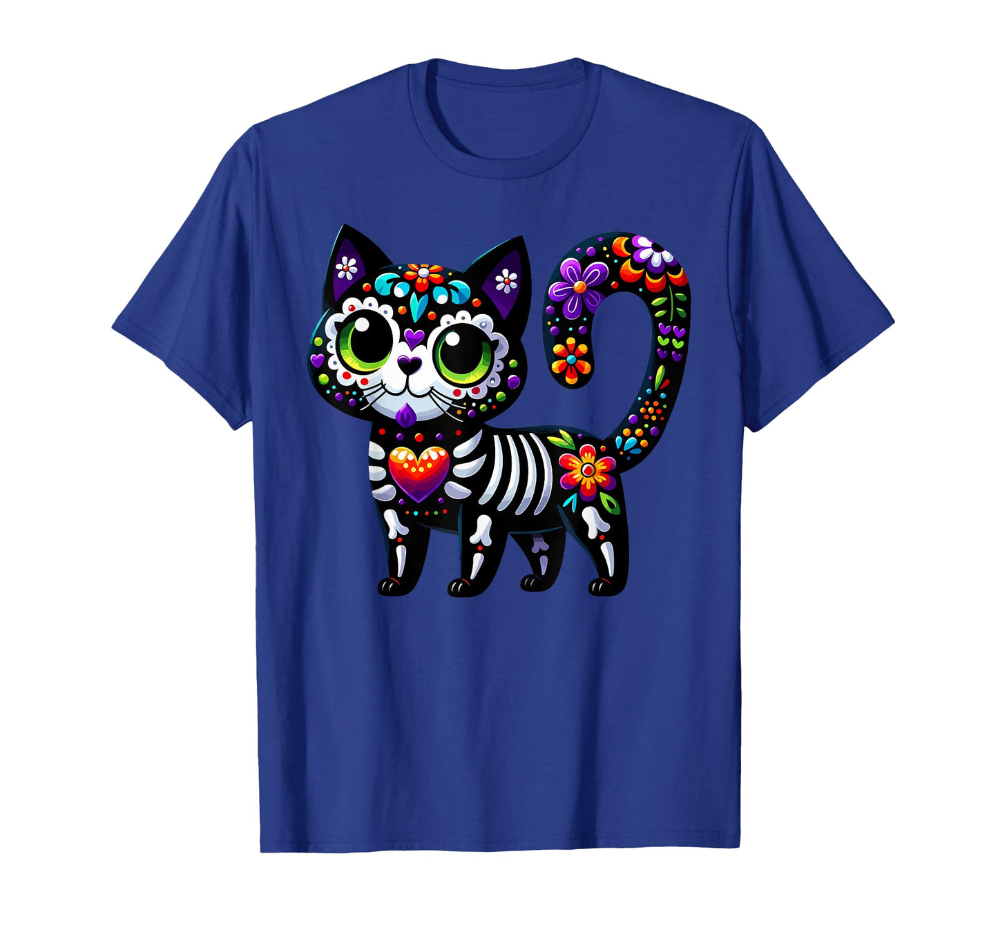 Dia De Los Muertos Cinco De Mayo Cat Sugar Skull Men Women T-Shirt