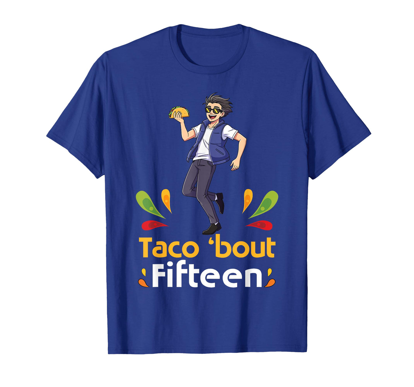 Cute Boy with Tacos Happy Birthday Taco Bout 15 Years Old T-Shirt