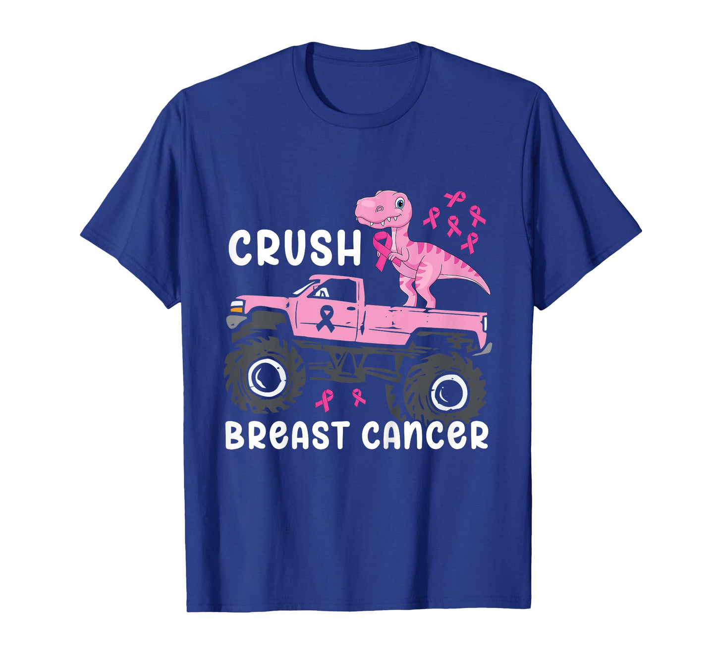 Kids Crush Breast Cancer Monster Truck Dinosaur T Rex Boys Kids T-Shirt