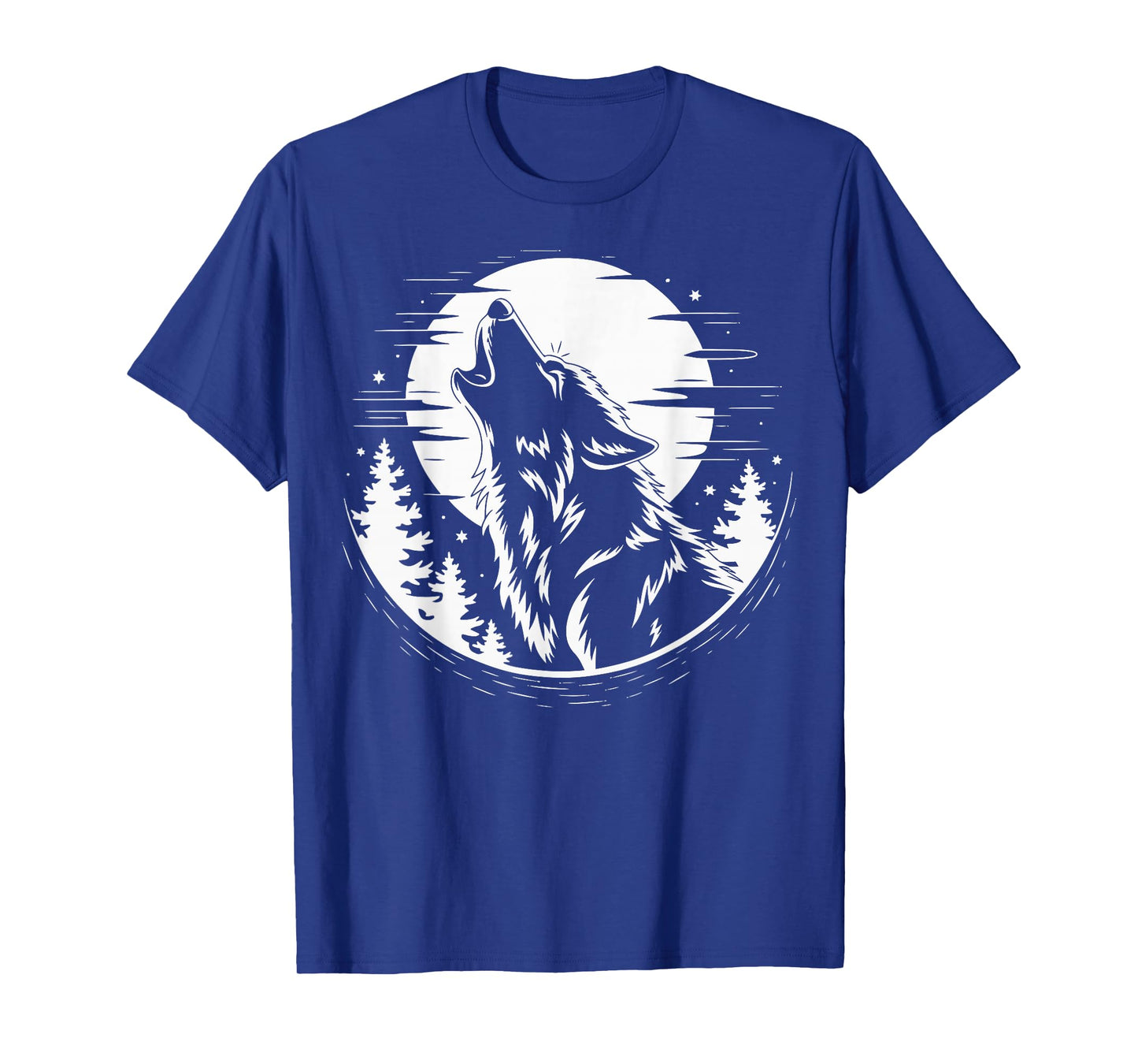 Wolf Howling Moon Forest Retro Nature Camper T-Shirt