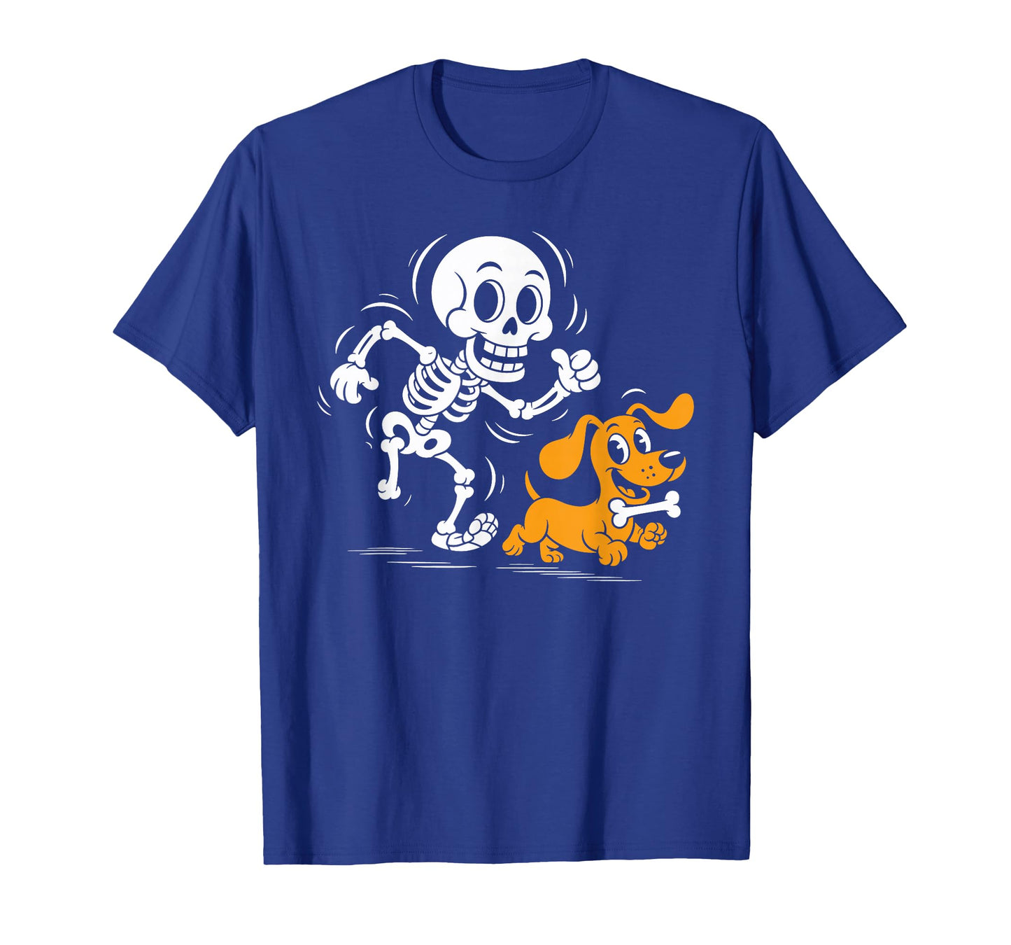 Skeleton Chasing Dachshund Dog Funny Halloween Wiener T-Shirt