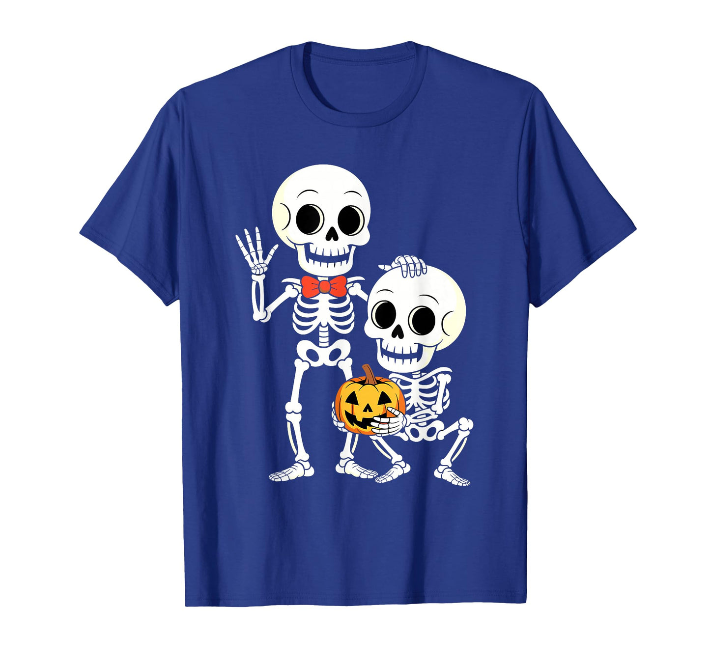 Cute Halloween Skeletons Holding Pumpkin Funny Cartoon T-Shirt