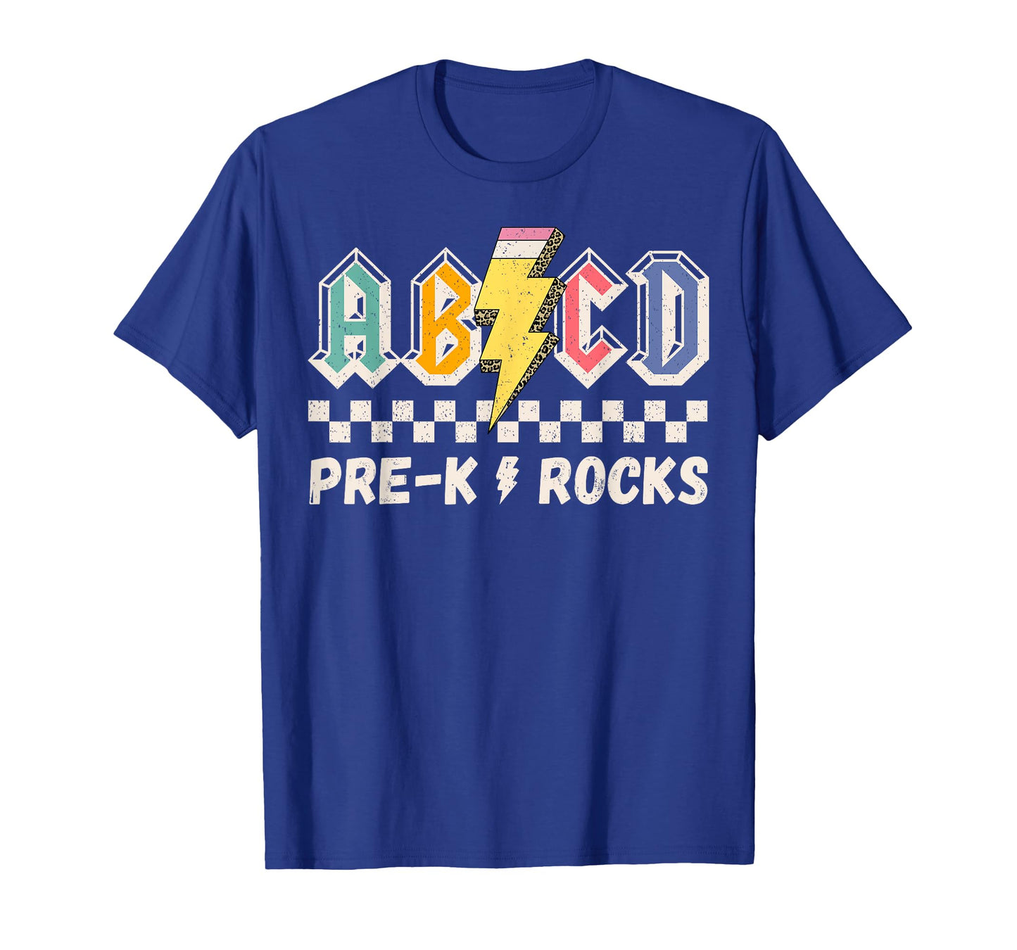 ABCD Pre-k Kindergarten Rocks Pencil Lightning Teachers Rock T-Shirt