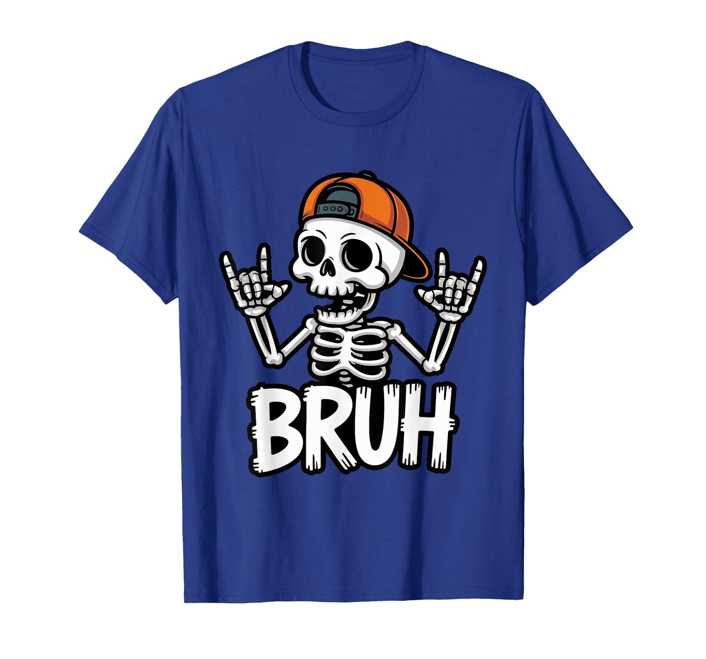 Halloween Skeleton Bruh Toddler Kids Rock Hand Spooky Season T-Shirt