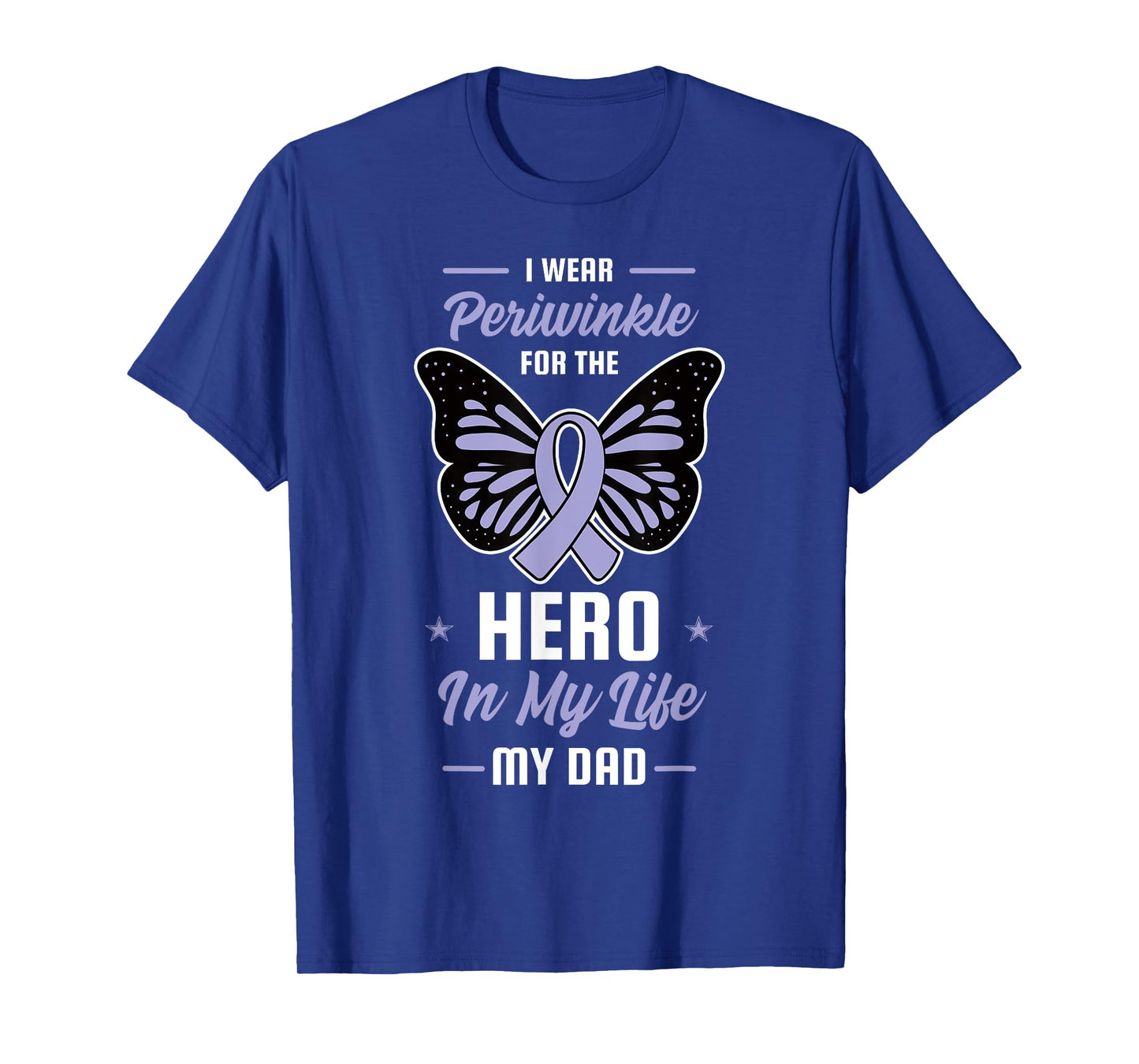 Stomach Cancer Awareness Periwinkle Ribbon Hero Dad Gift T-Shirt