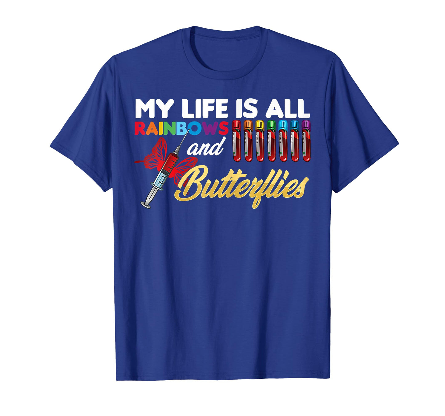 Reaction Glass Butterfly Rainbow Phlebotomy Laboratory T-Shirt