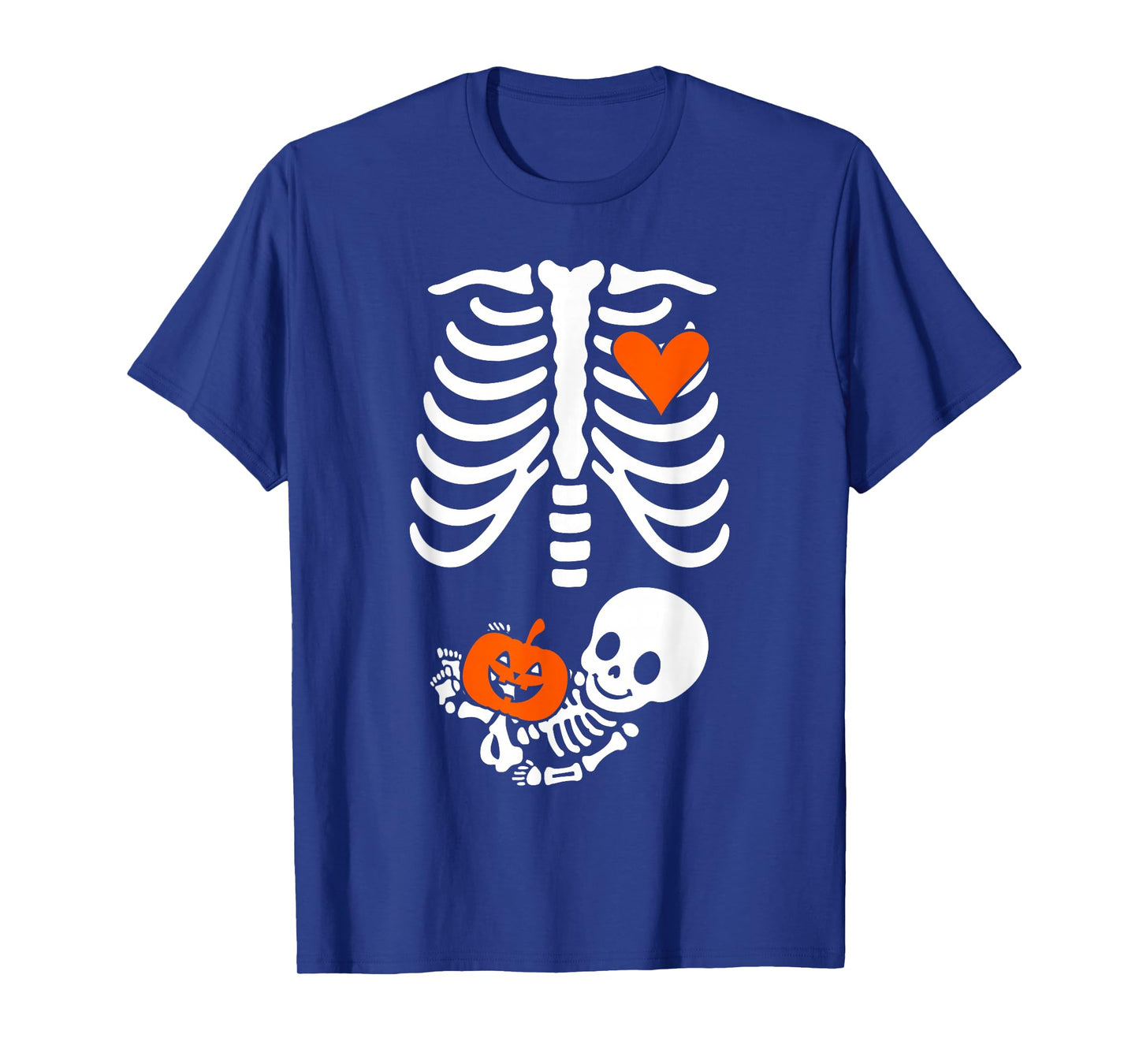 Halloween Skeleton Baby Rib Cage Maternity Pregnant Pumpkin T-Shirt