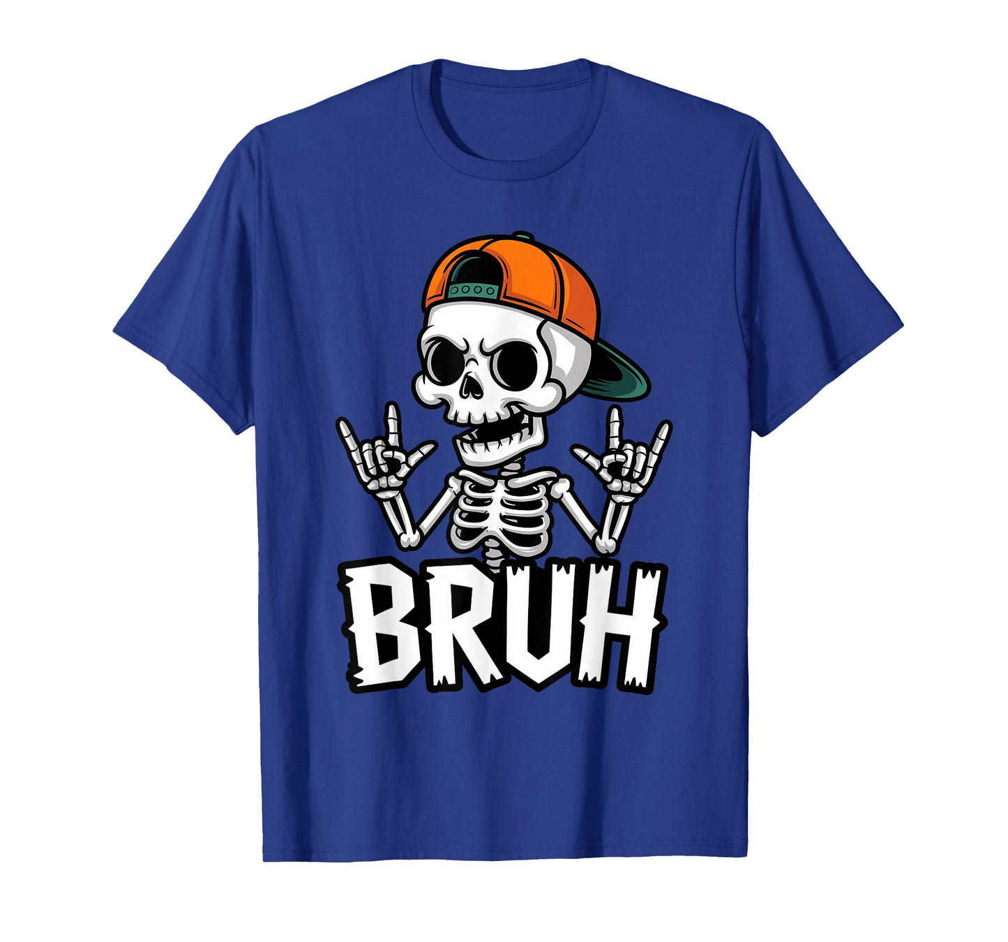 Halloween Skeleton Bruh Rock Hand Funny Toddler Boys Kids T-Shirt