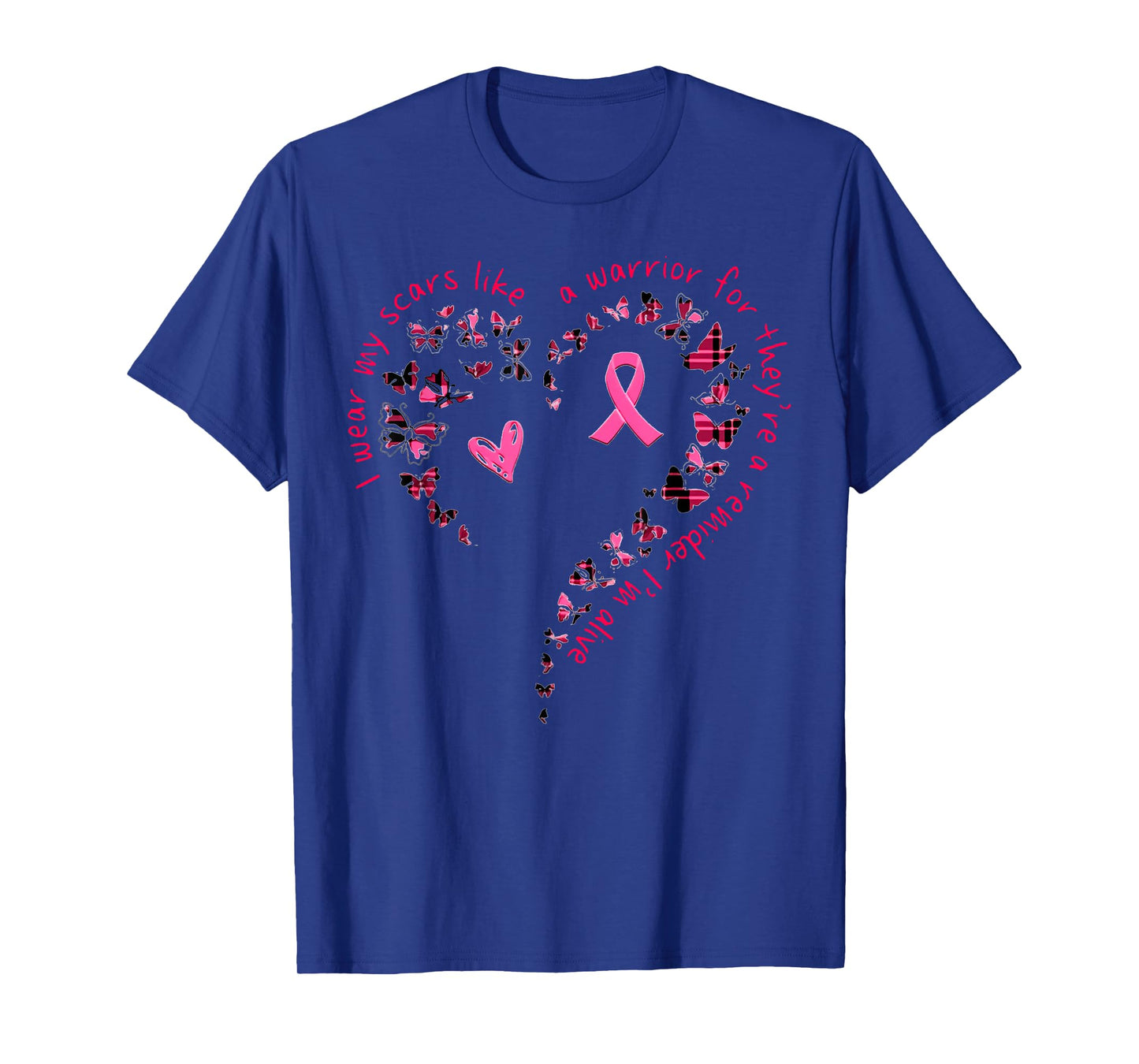 Butterfly Heart I Wear My Scars Like A Warrior Breast Cancer T-Shirt