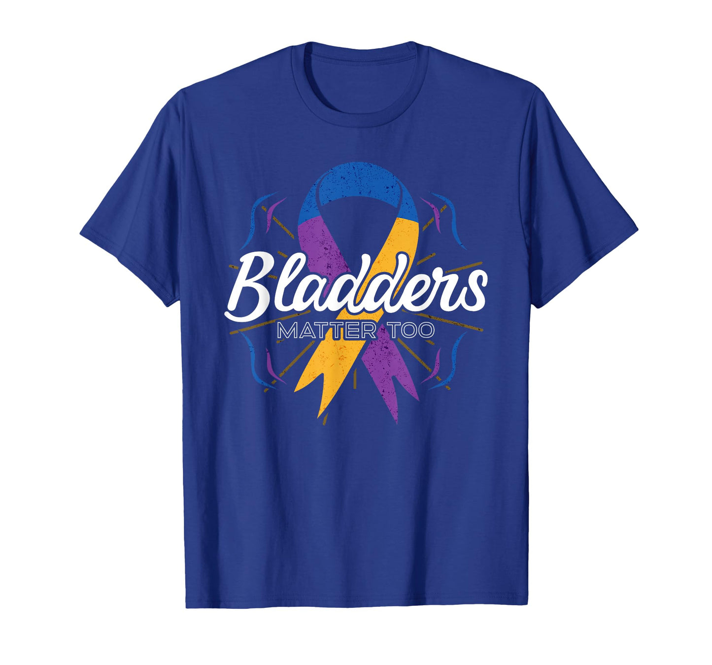 Bladder Cancer Awareness Purple Blue And Yellow Ribbon Gift T-Shirt