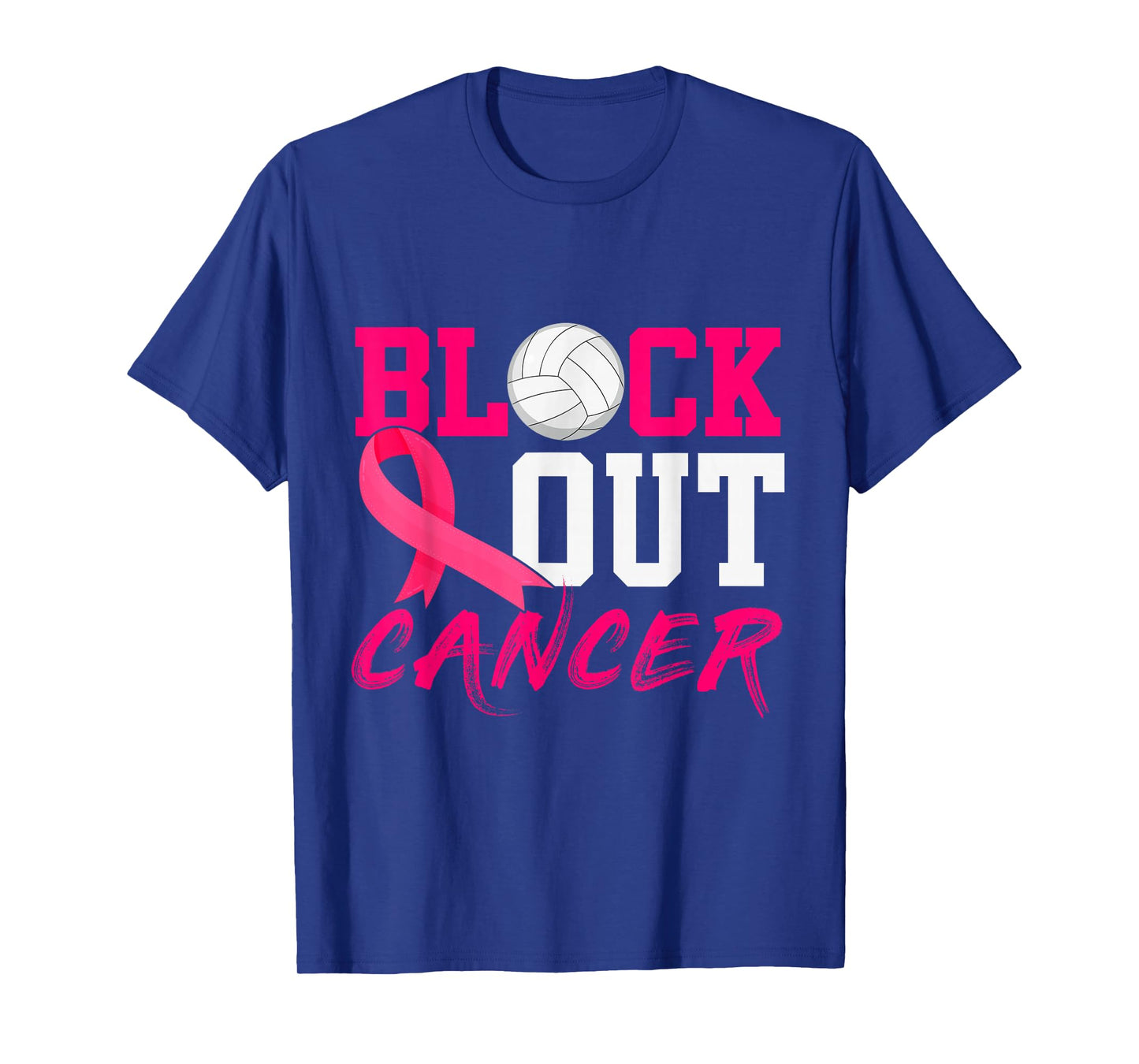 Volleyball Breast Cancer Awareness Block Out Cancer T-Shirt