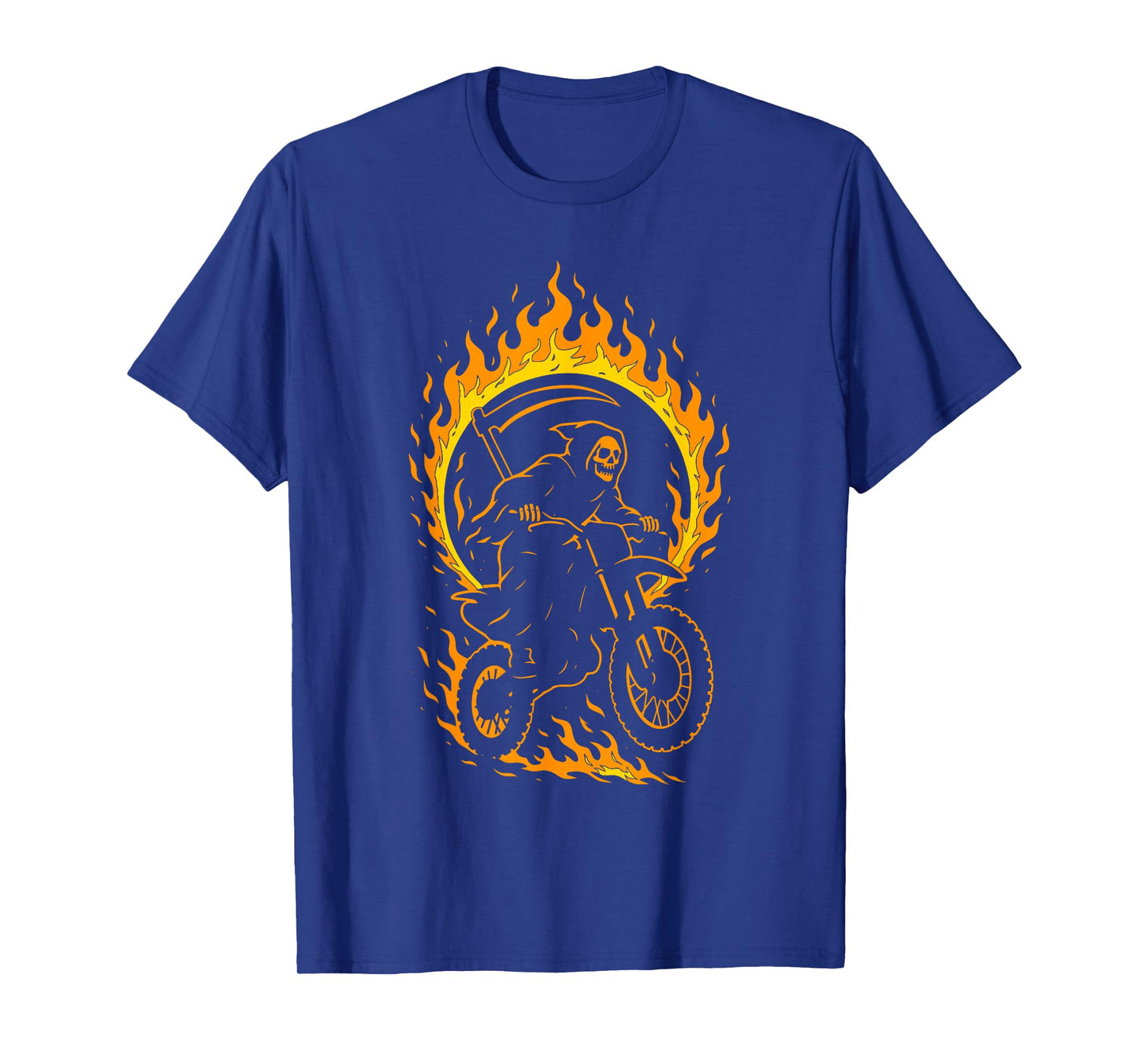 Grim Reaper Skeleton Motocross Dirt Bike Rider Halloween T-Shirt